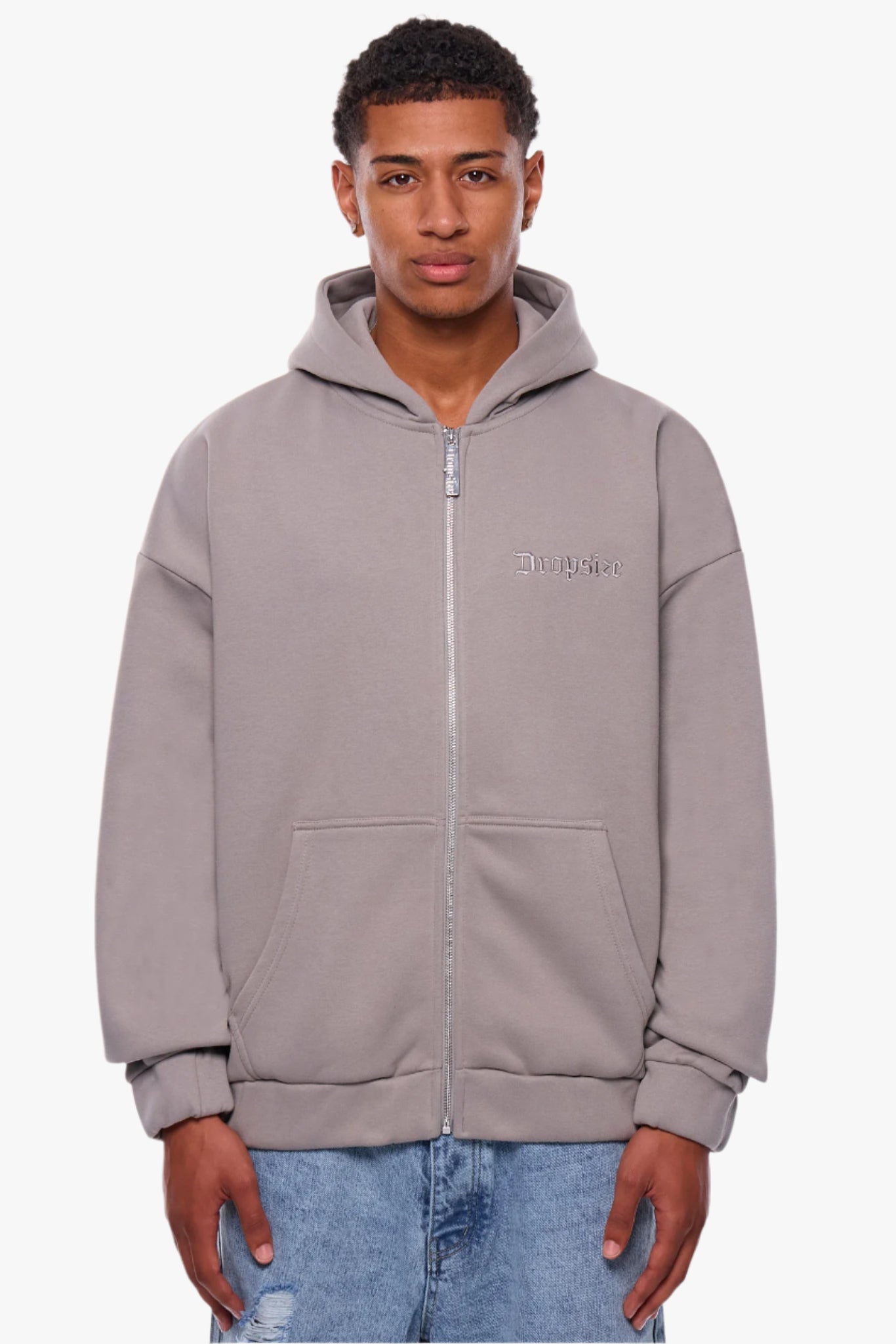 HEAVY OVERSIZE EMBO ZIP HOODIE WET WEATHER