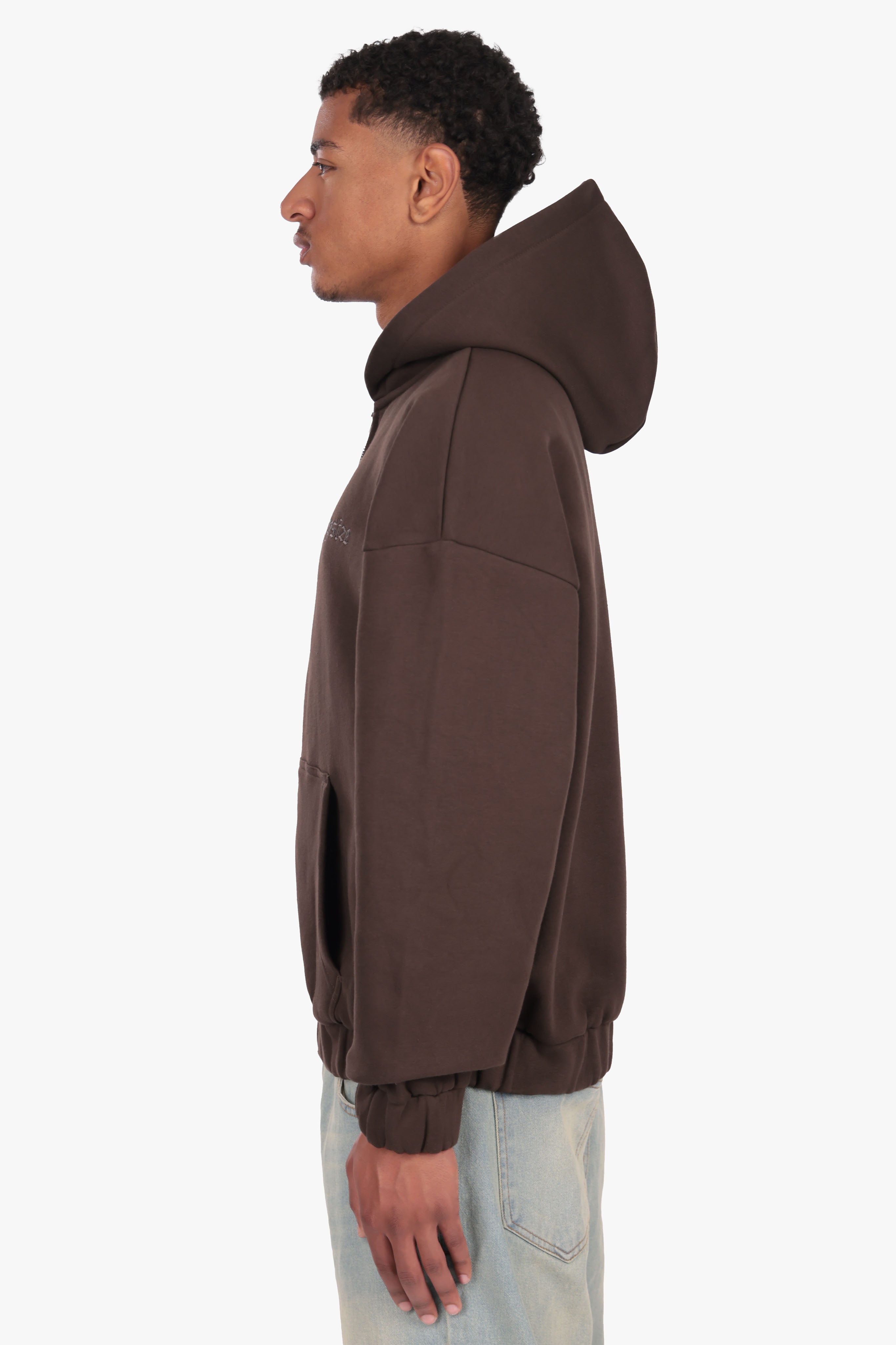SUPER HEAVY OVERSIZED ZIP-HOODIE CHOCOLATE BROWN