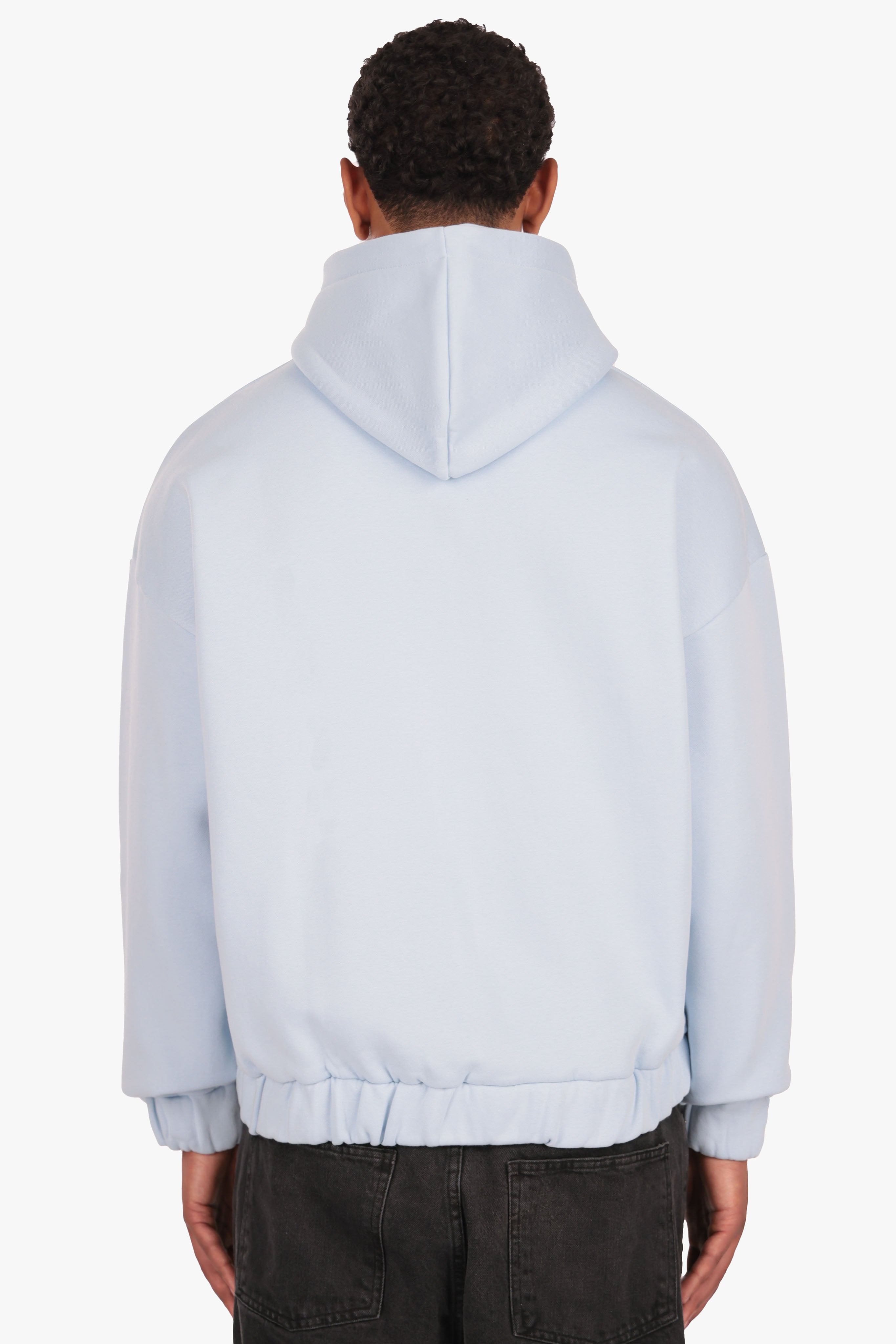SUPER HEAVY OVERSIZE BLANK ZIP HOODIE BABY BLUE