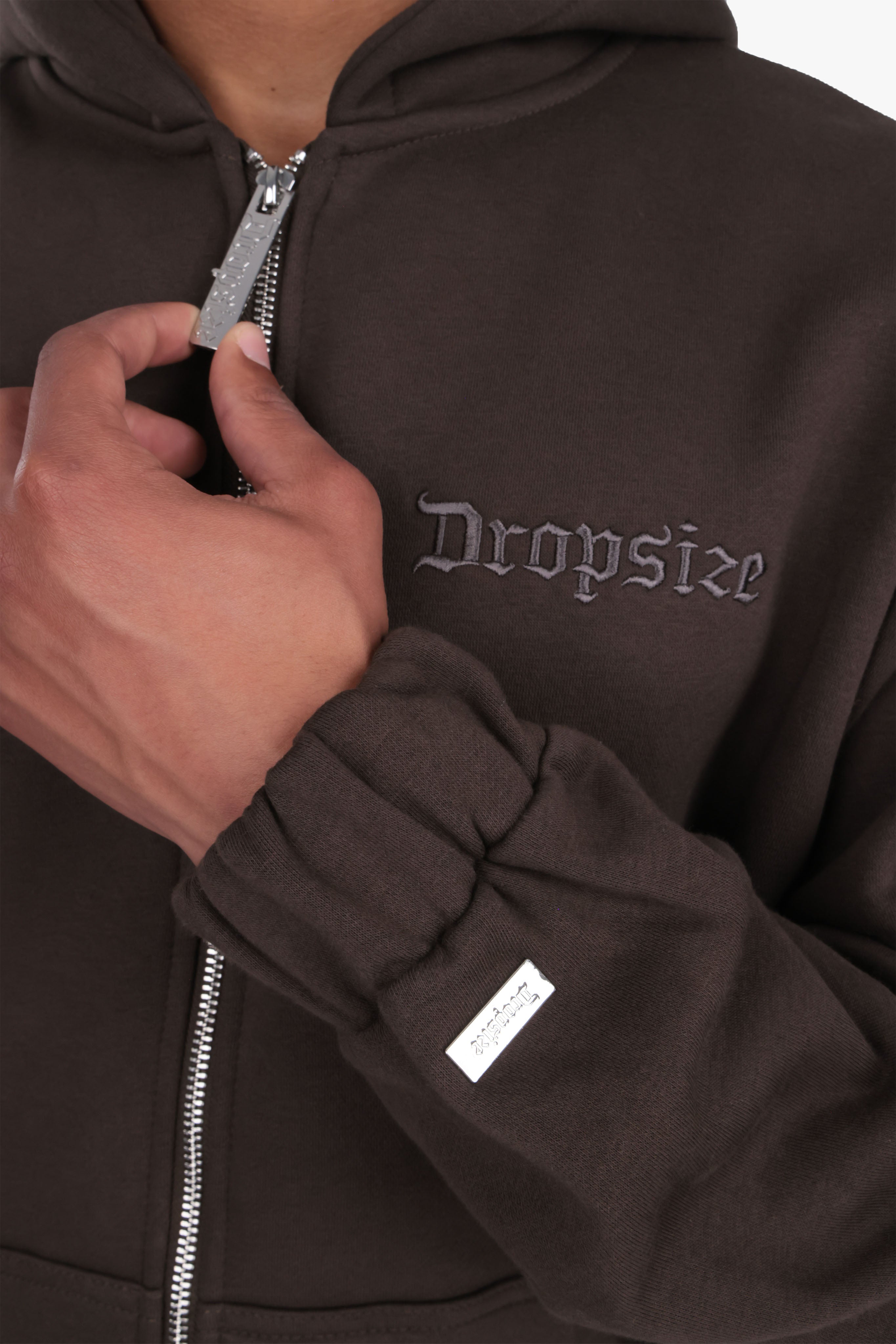 SUPER HEAVY OVERSIZED ZIP-HOODIE CHOCOLATE BROWN