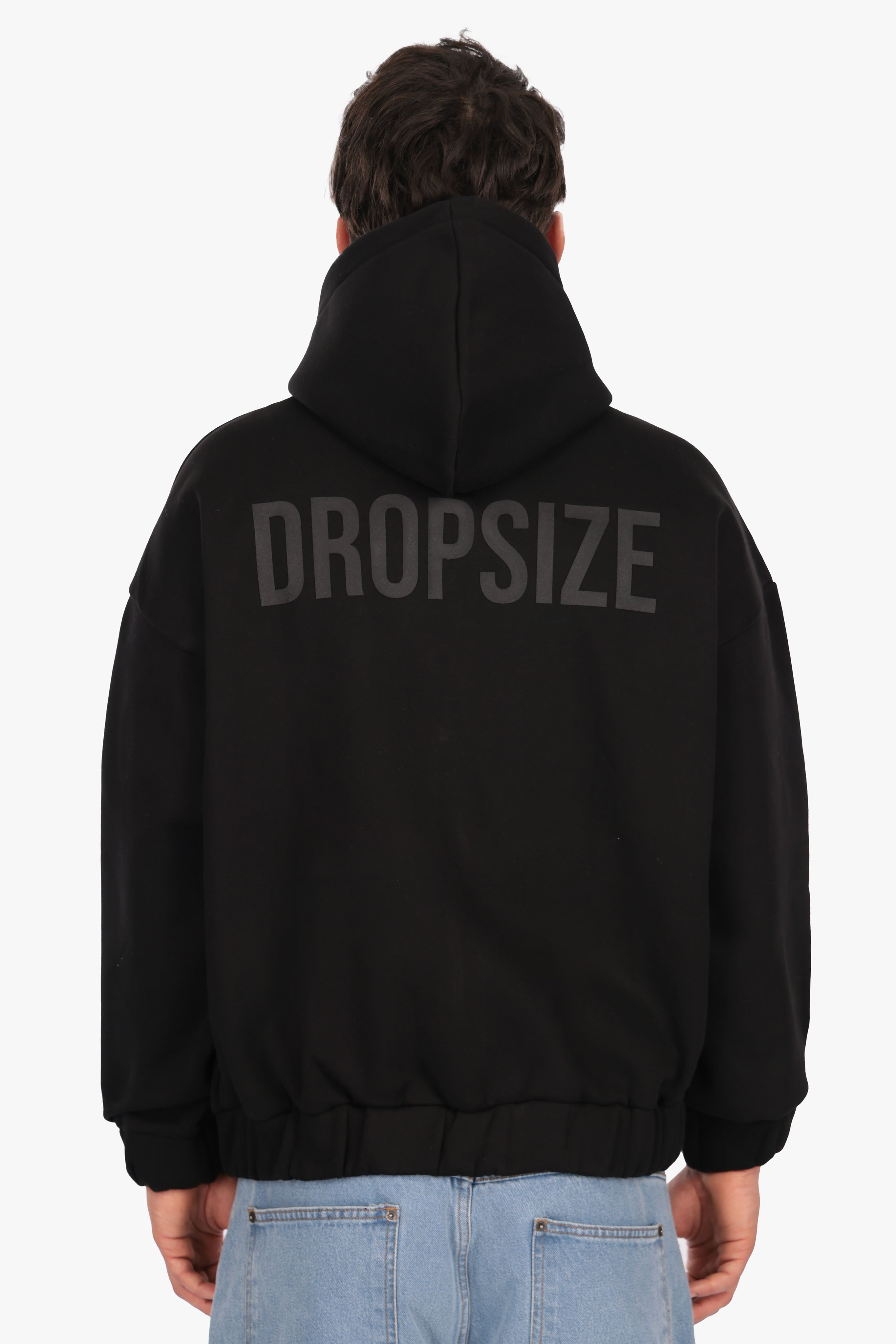 SUPER HEAVY OVERSIZE HD PRINT ZIP HOODIE BLACK