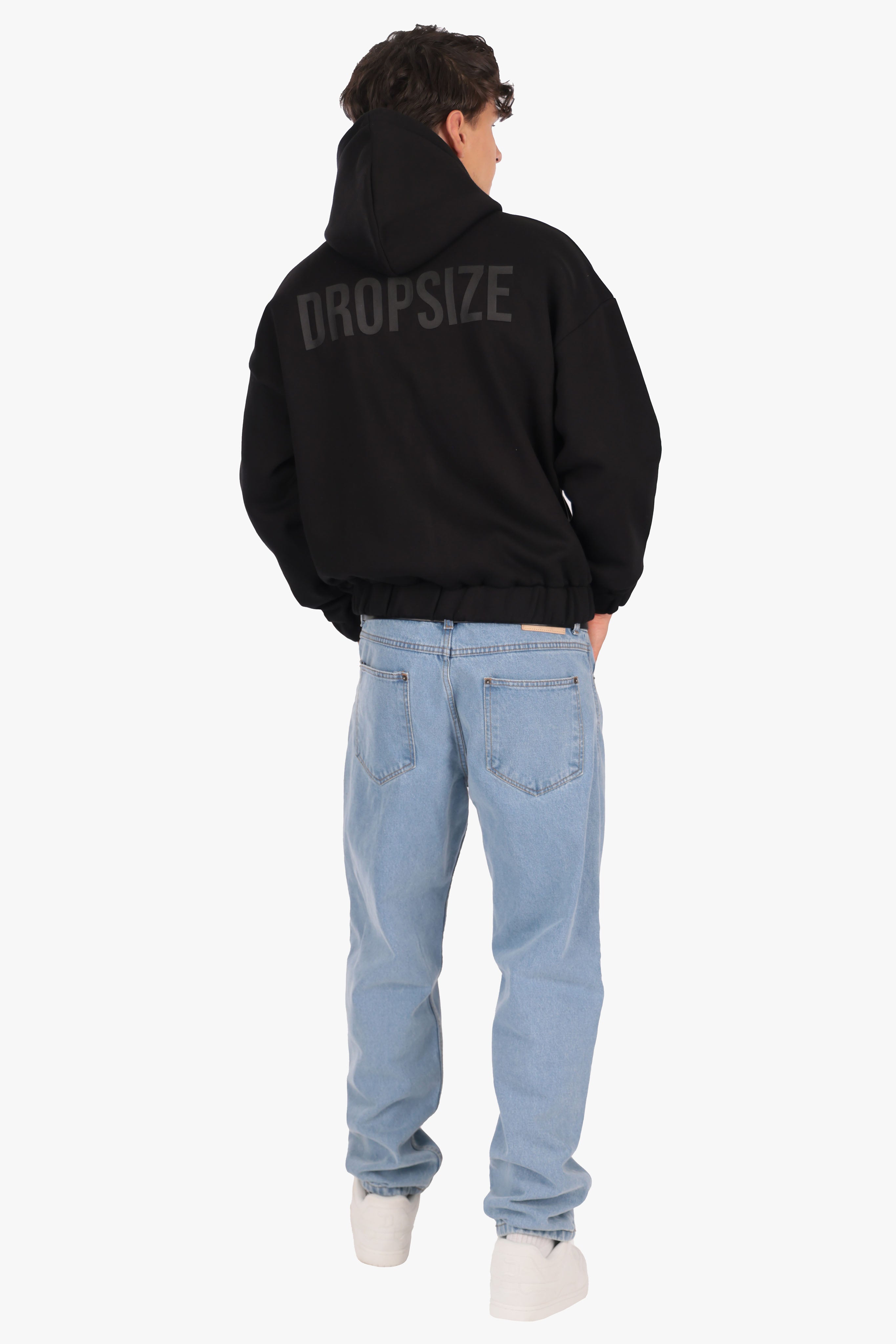 SUPER HEAVY OVERSIZE HD PRINT ZIP HOODIE BLACK