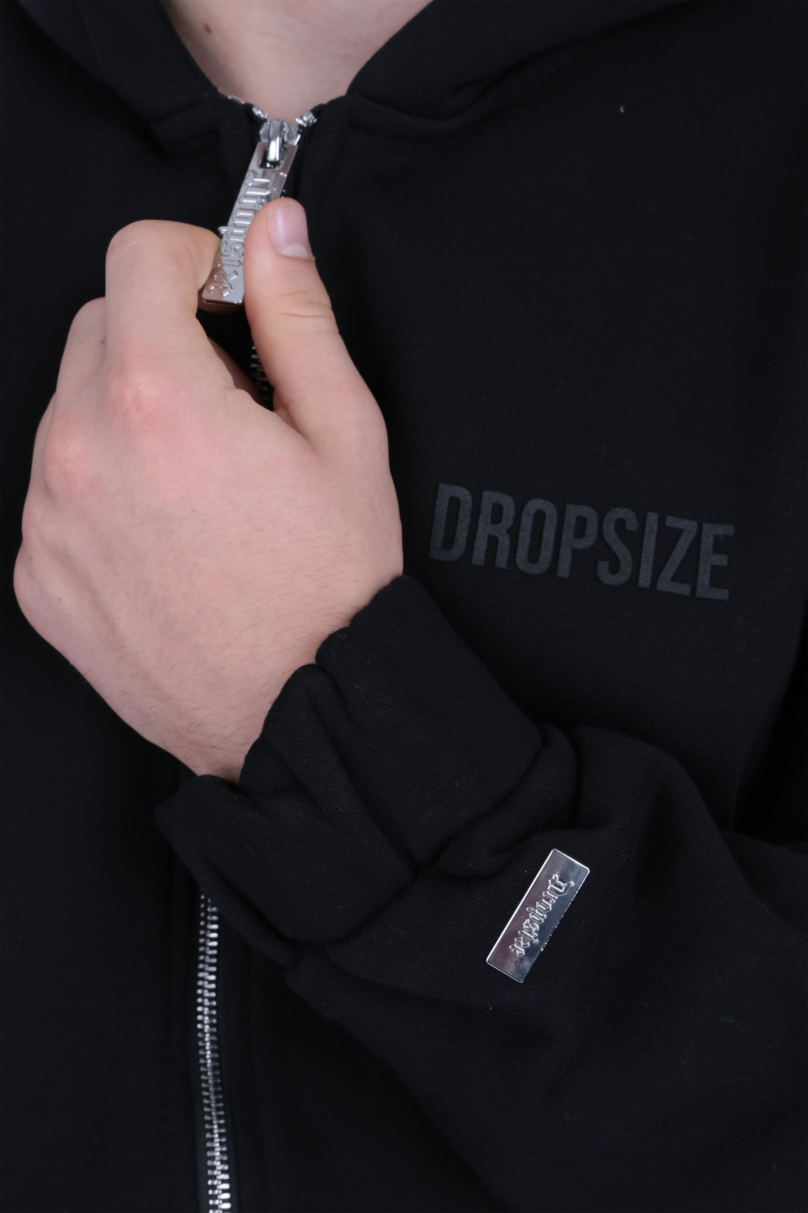 SUPER HEAVY OVERSIZE HD PRINT ZIP HOODIE BLACK