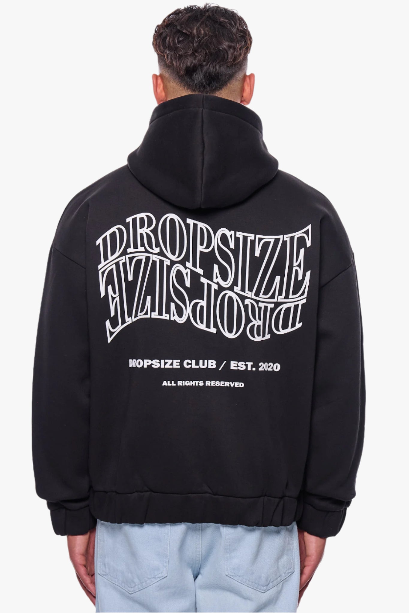 HEAVY OVERSIZE MIRRORED LOGO ZIP-HOODIE BLACK
