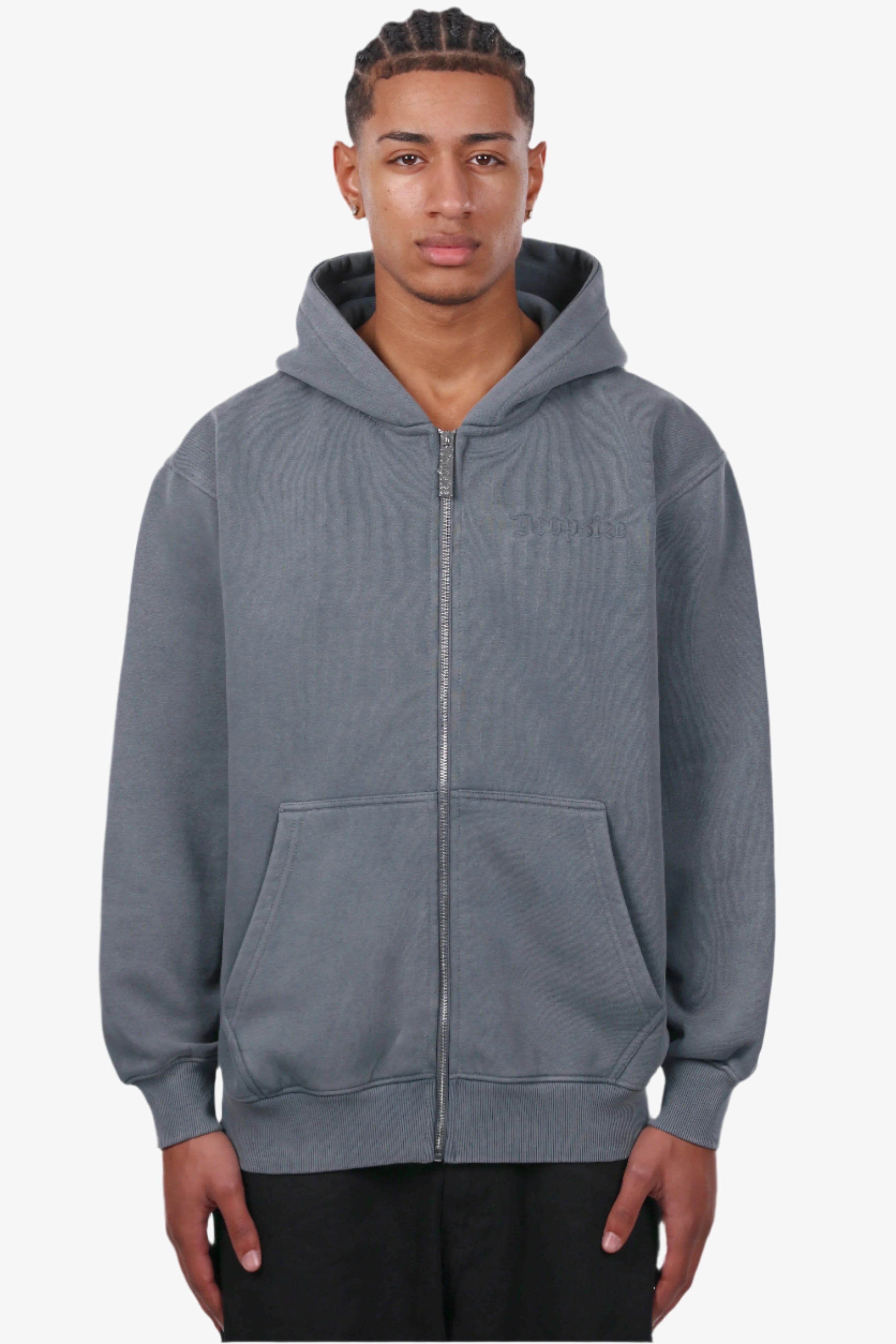 REGULAR FIT ZIP-HOODIE ACID GREY