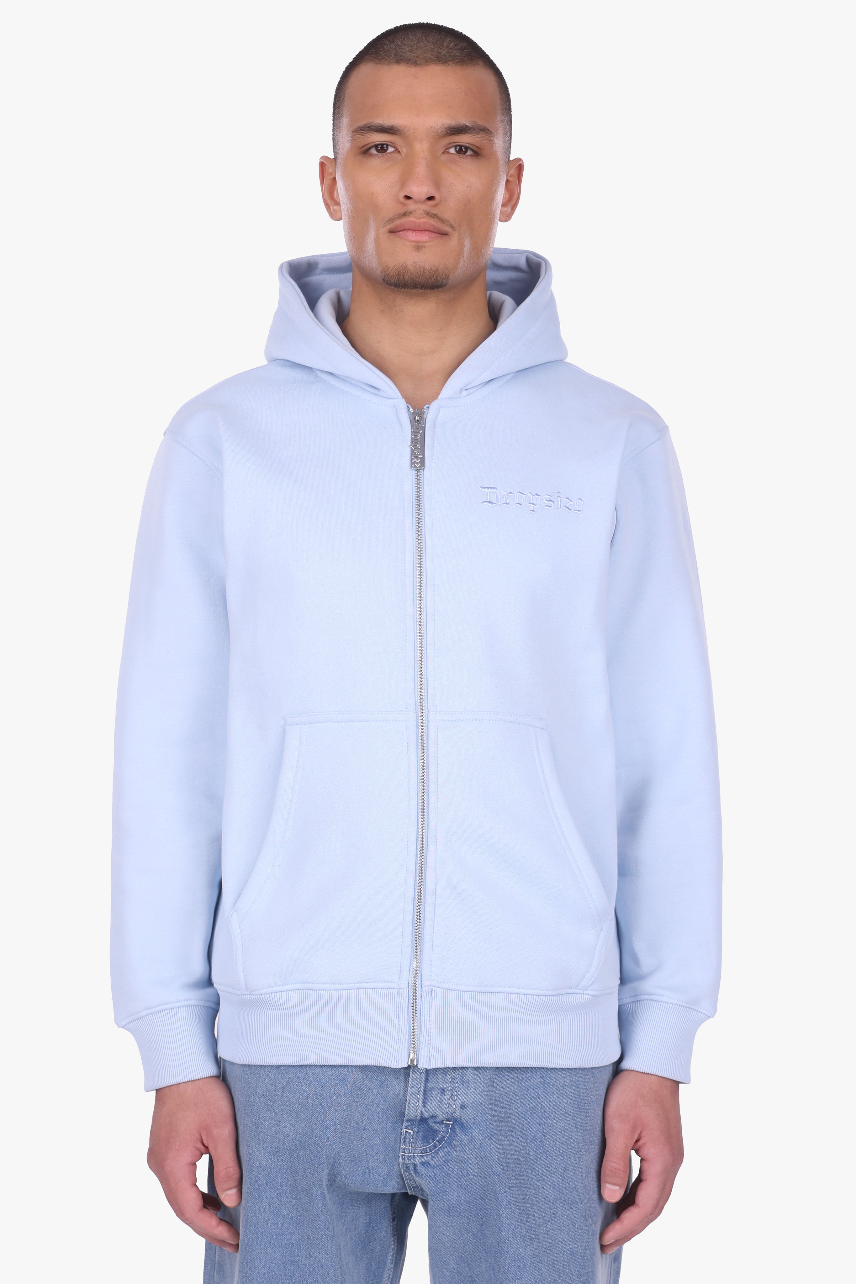 REGULAR FIT ZIP HOODIE BABY BLUE