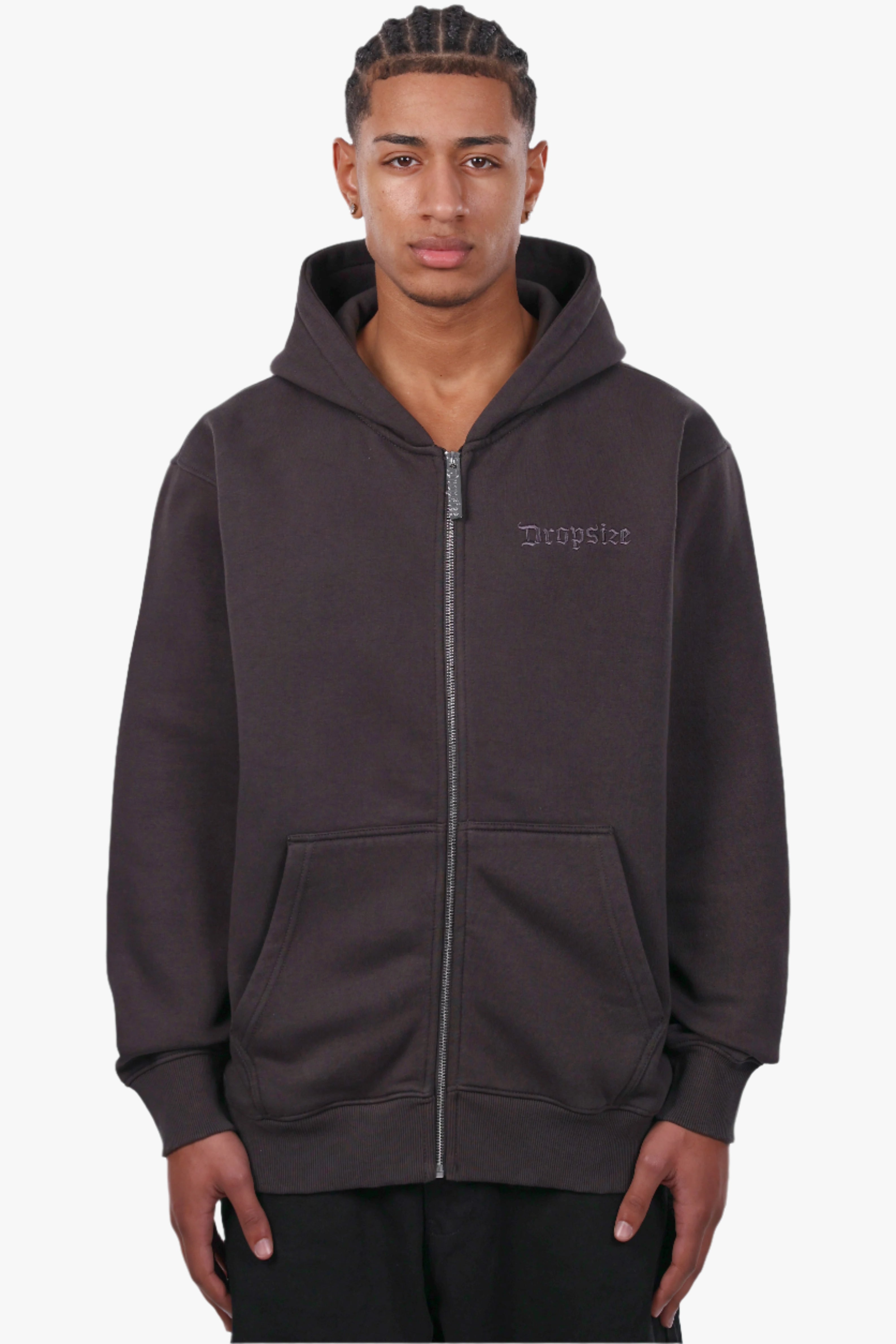 REGULAR FIT ZIP-HOODIE WASHED BLACK