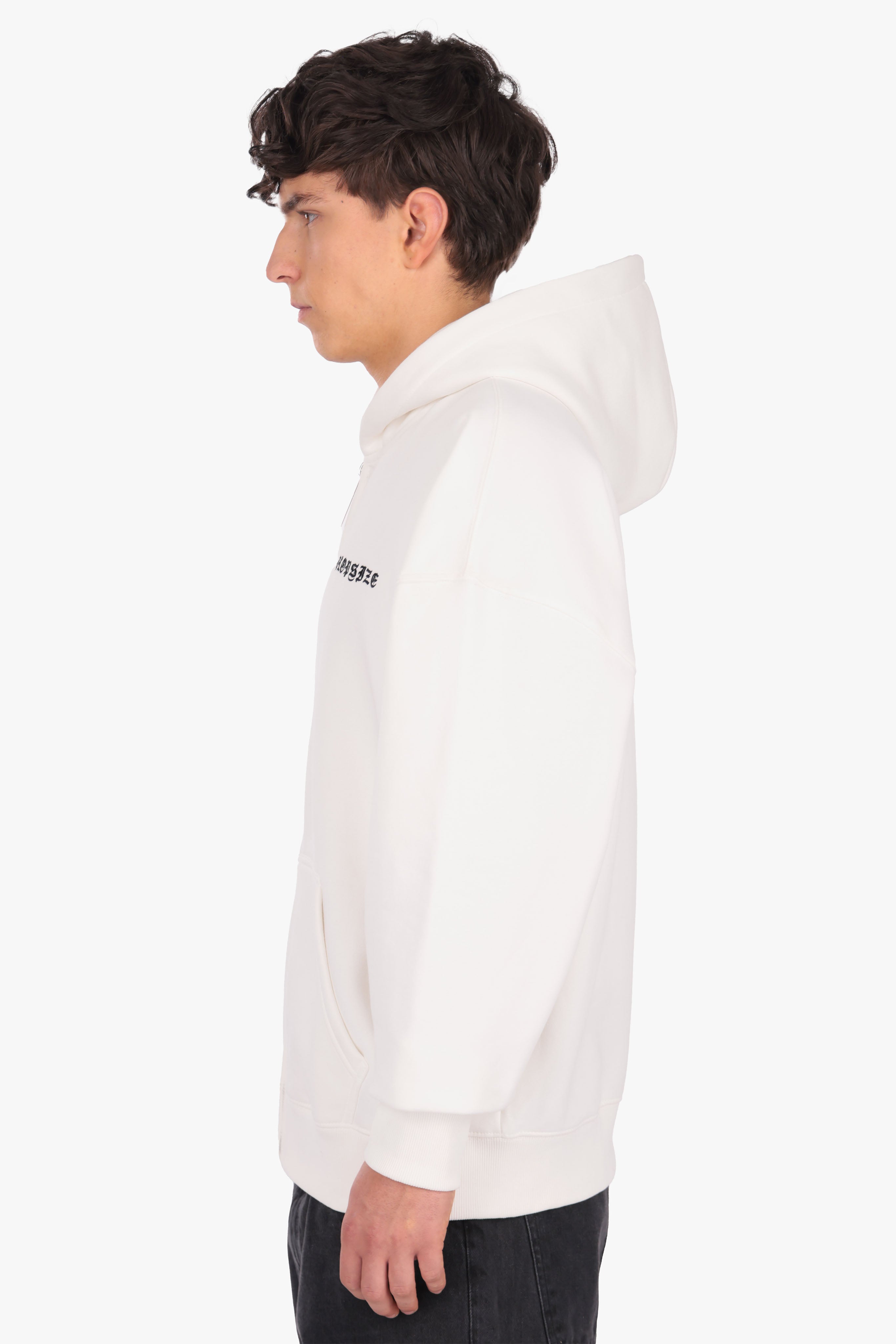 SUPER HEAVY OVERSIZE LOGO ZIP HOODIE CREAM WHITE