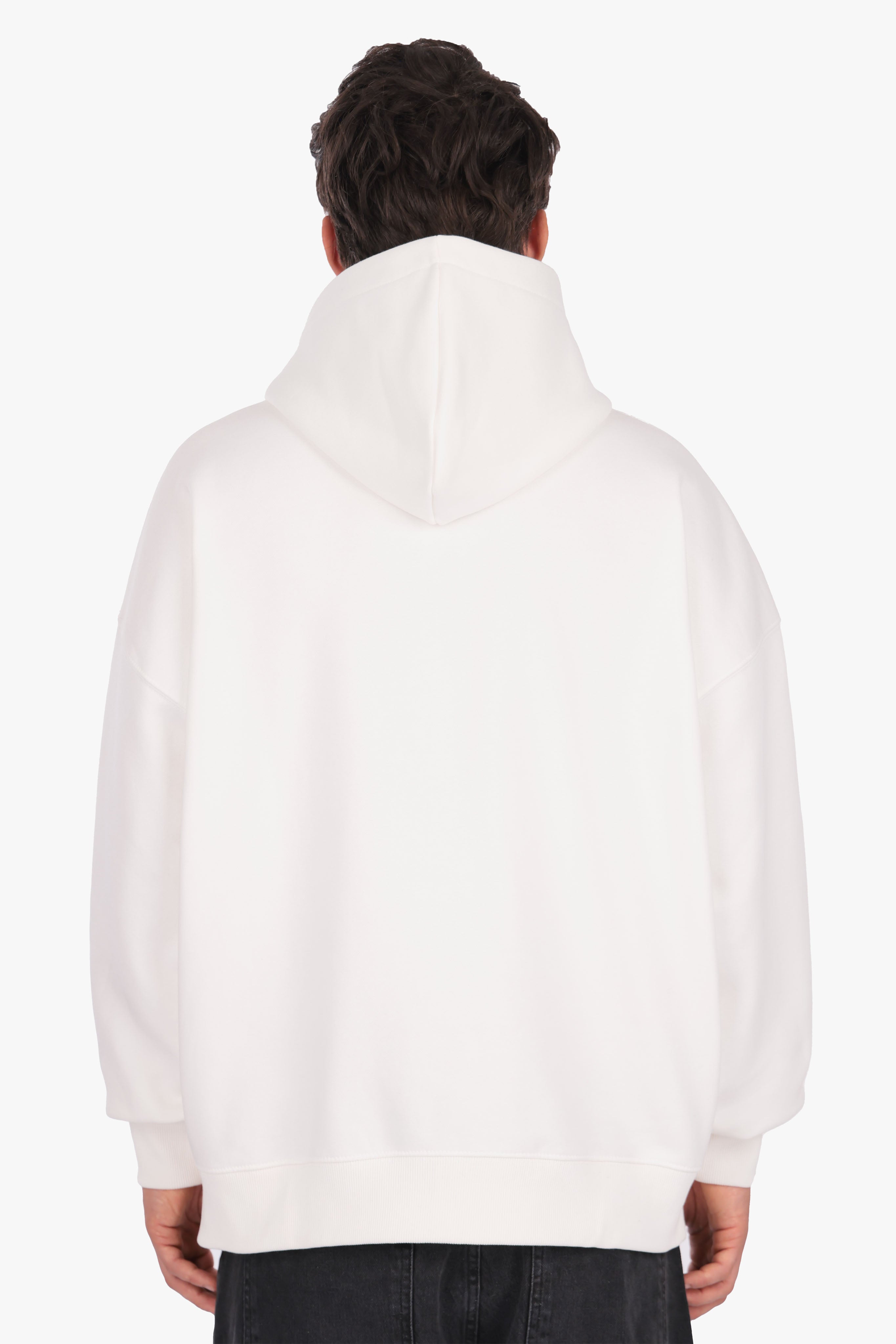 SUPER HEAVY OVERSIZE LOGO ZIP HOODIE CREAM WHITE