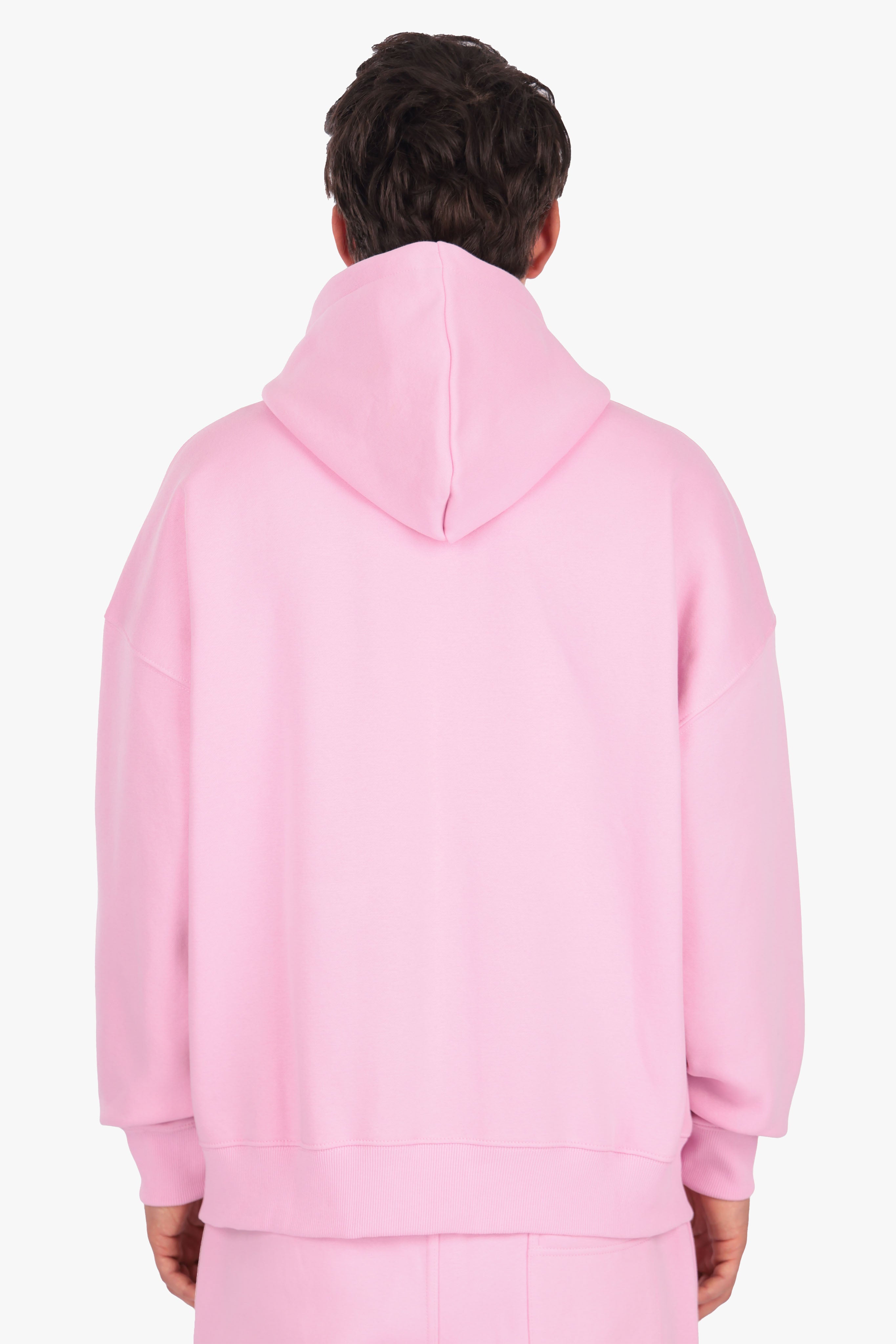 HEAVY OVERSIZE LOGO ZIP HOODIE PINK