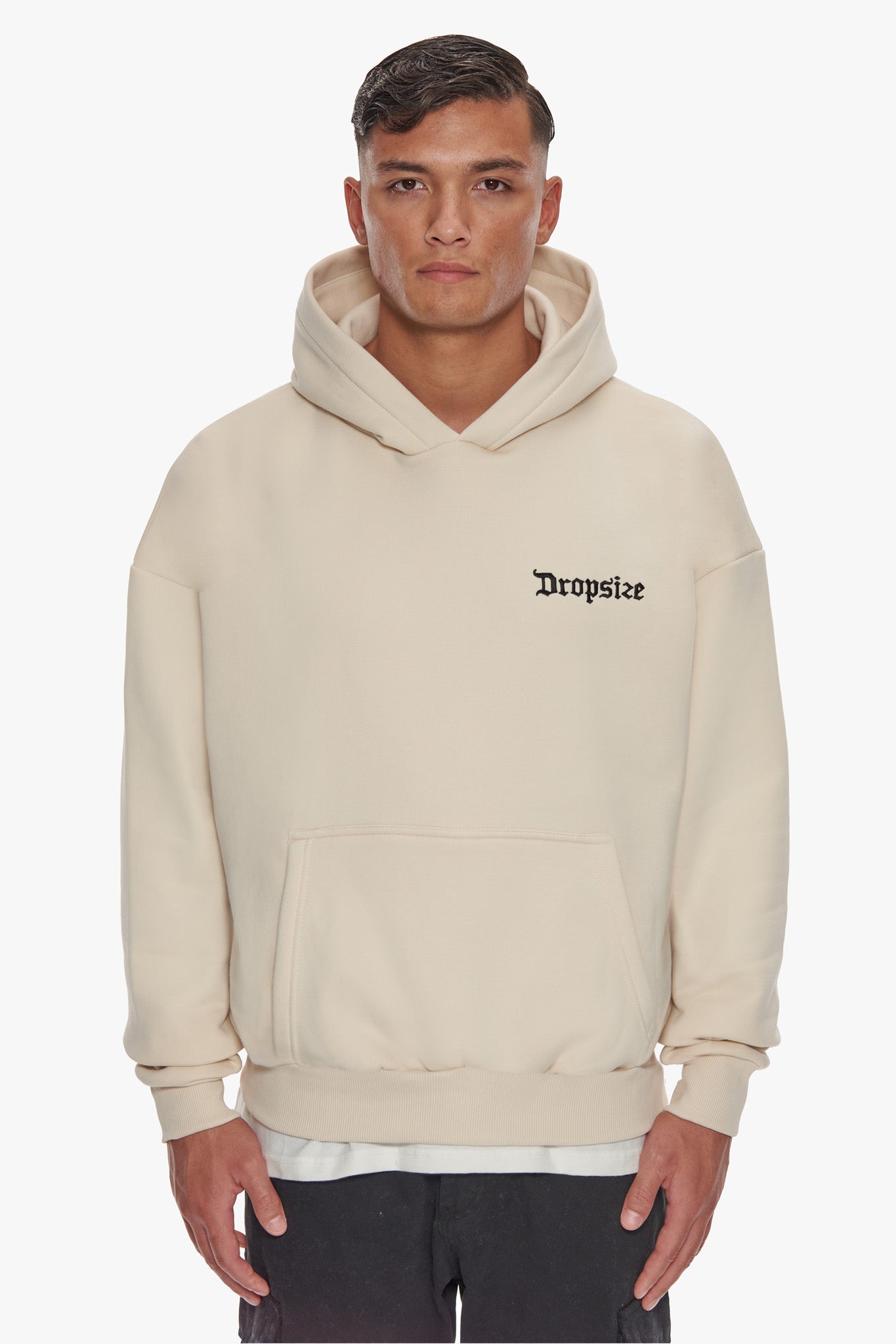 HEAVY OVERSIZE EMBO HOODIE COCONUT MILK