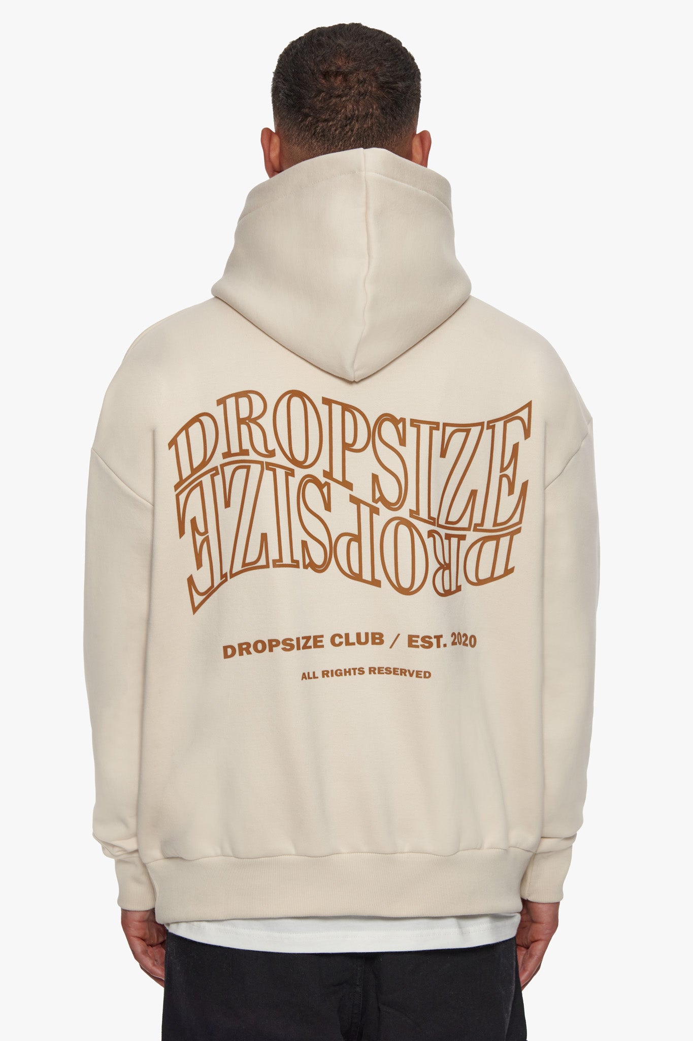 HEAVY OVERSIZE MIRRORED LOGO HOODIE COCONUT MILK