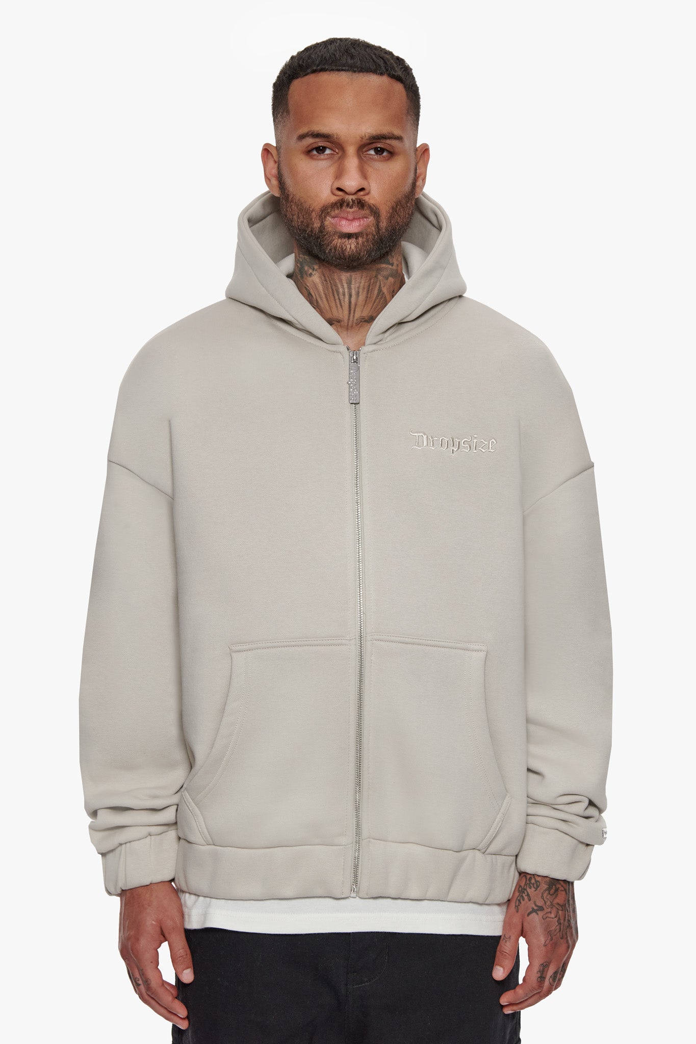 SUPER HEAVY OVERSIZE BLANK ZIP HOODIE MOON BEAM