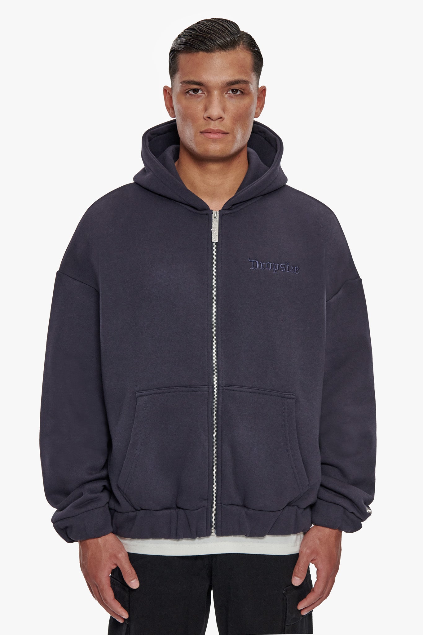 HEAVY OVERSIZE ZIP HOODIE WASHED NAVY
