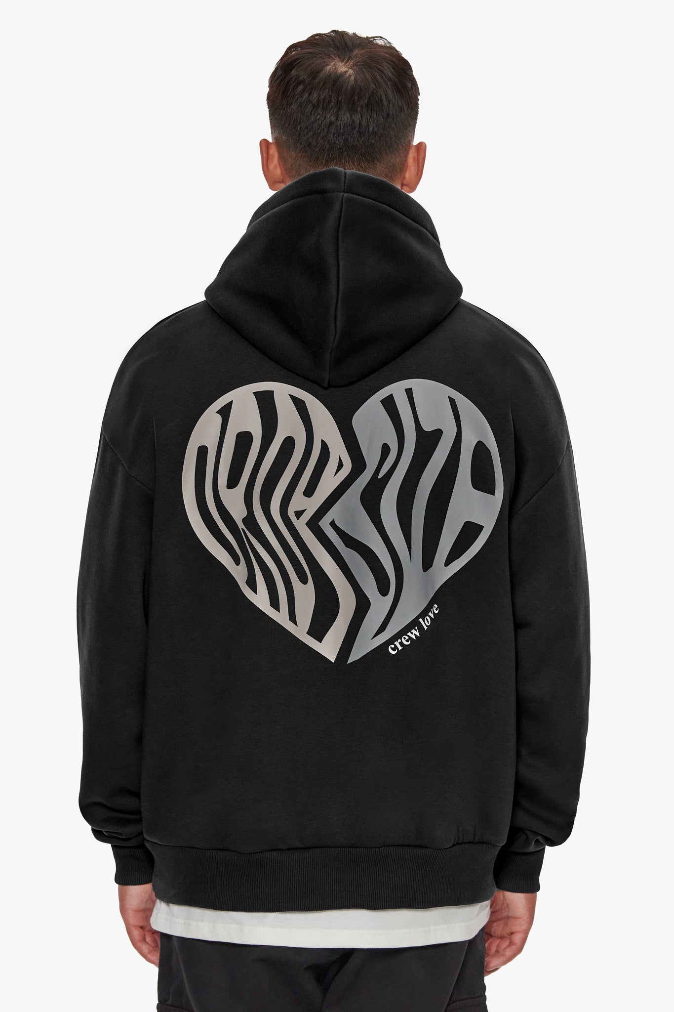 HEAVY OVERSIZED BROKEN HEART HOODIE WASHED BLACK