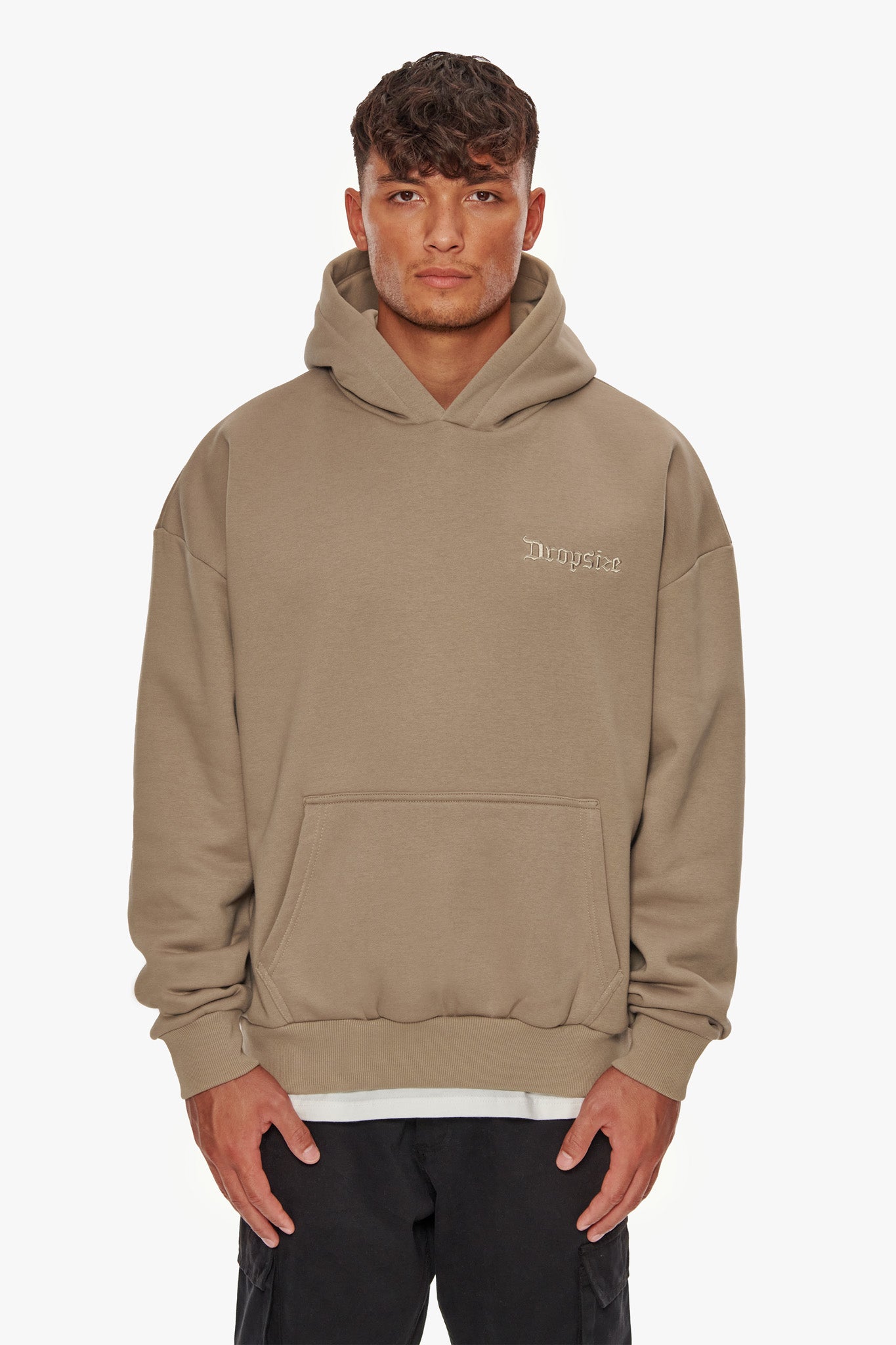 HEAVY OVERSIZE EMBO HOODIE SILVER MINK