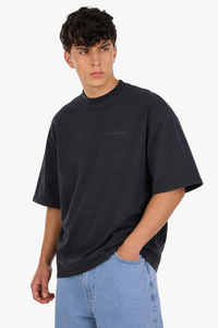 SIDE RIB T-SHIRT ACID WASHED BLACK