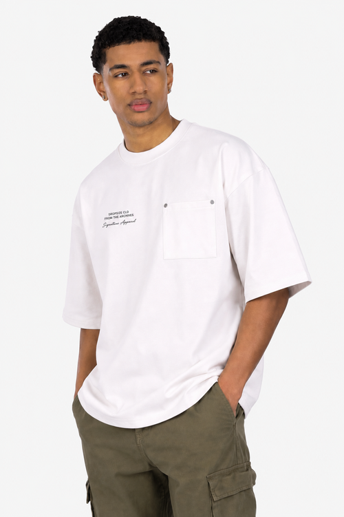 HEAVY OVERSIZE POCKET T-SHIRT LIGHT GREY