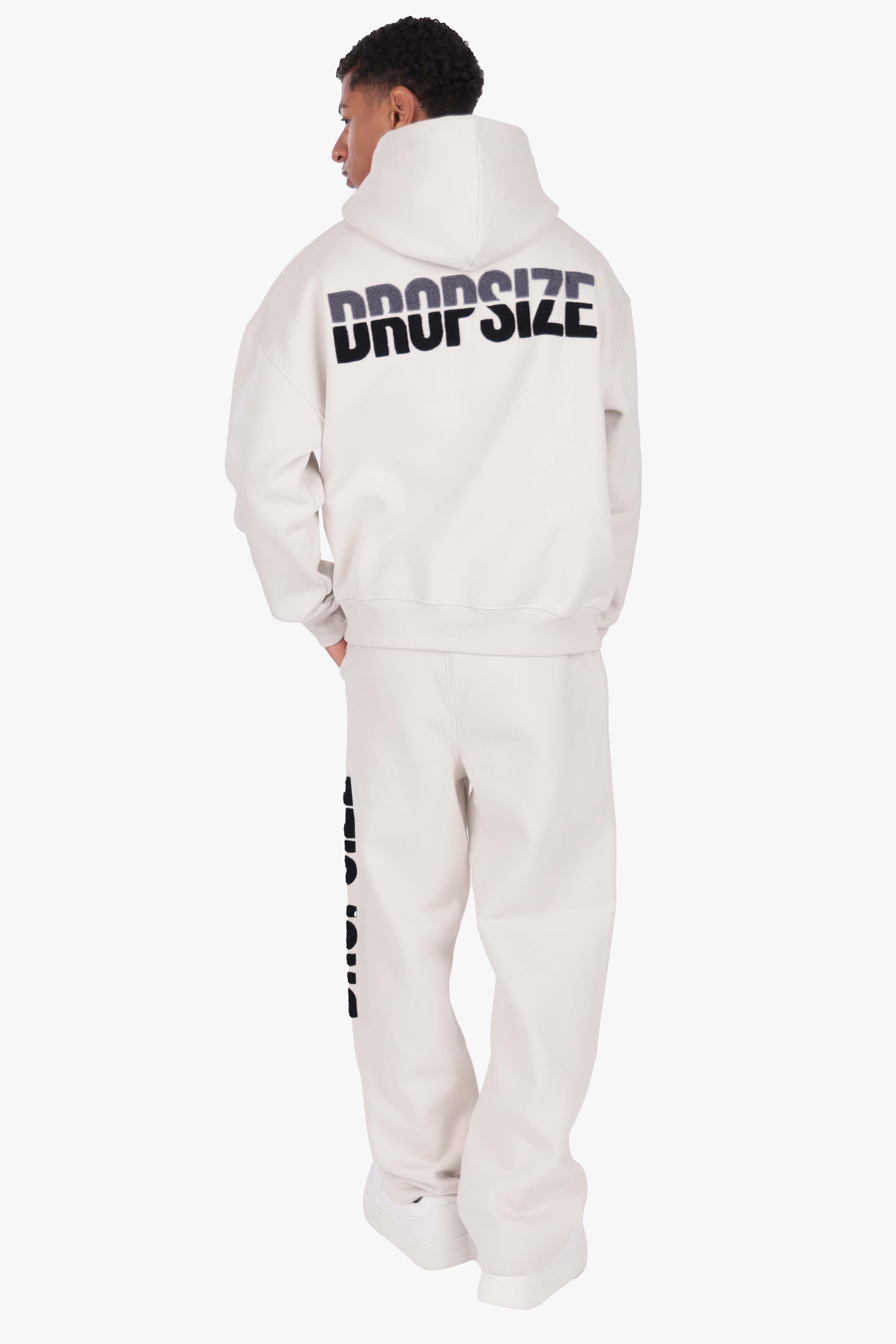 SPLIT FROTTEE EMBO HOODIE CLEAR GREY