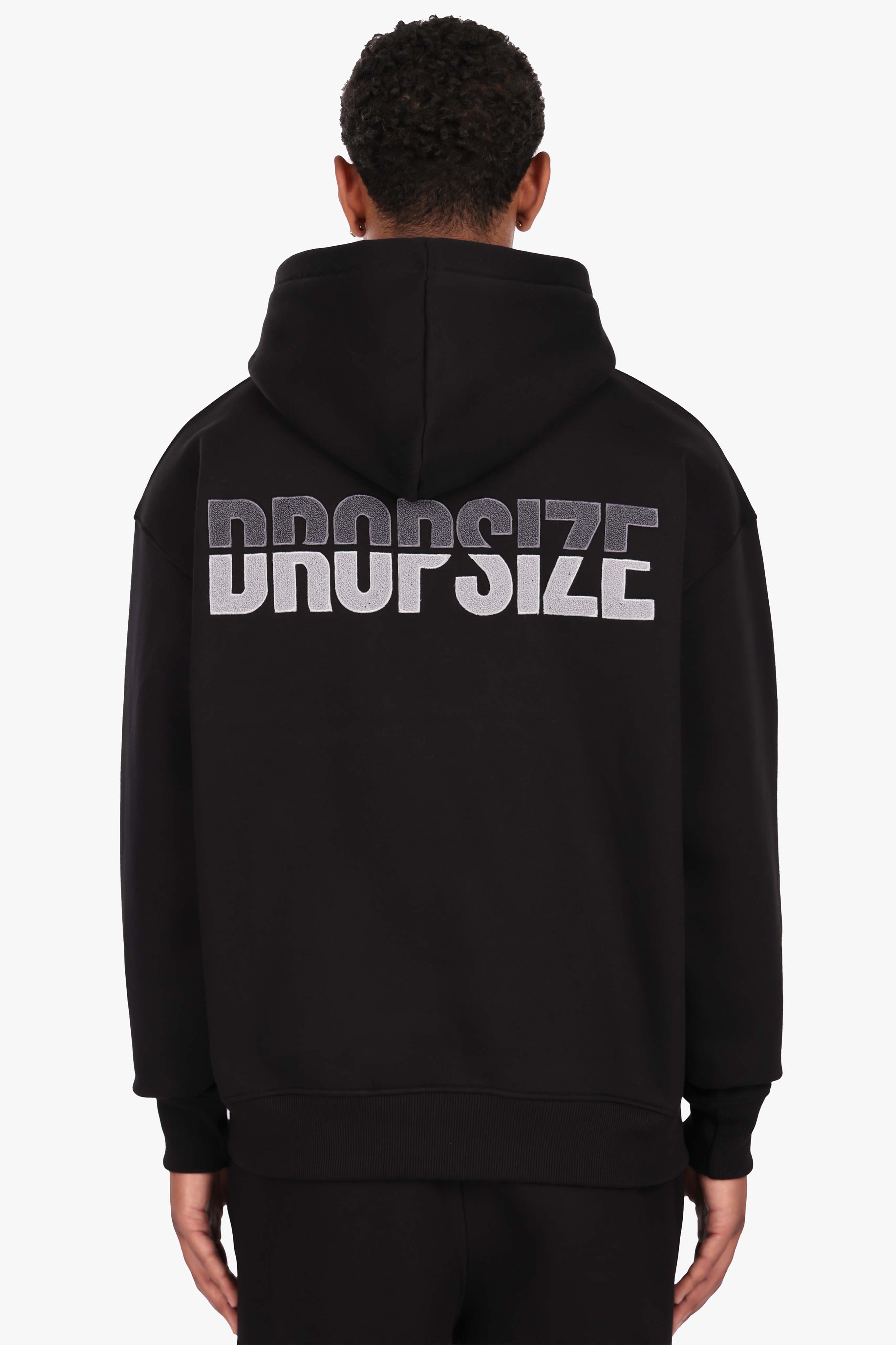 SPLIT FROTTEE EMBO HOODIE BLACK