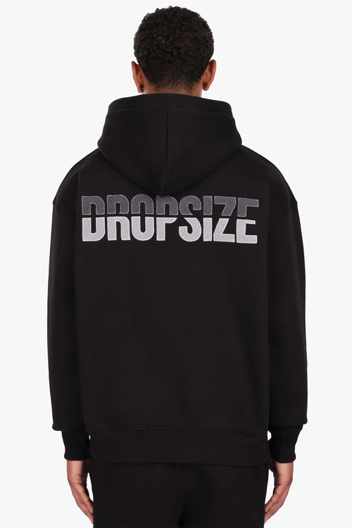 SPLIT FROTTEE EMBO HOODIE BLACK
