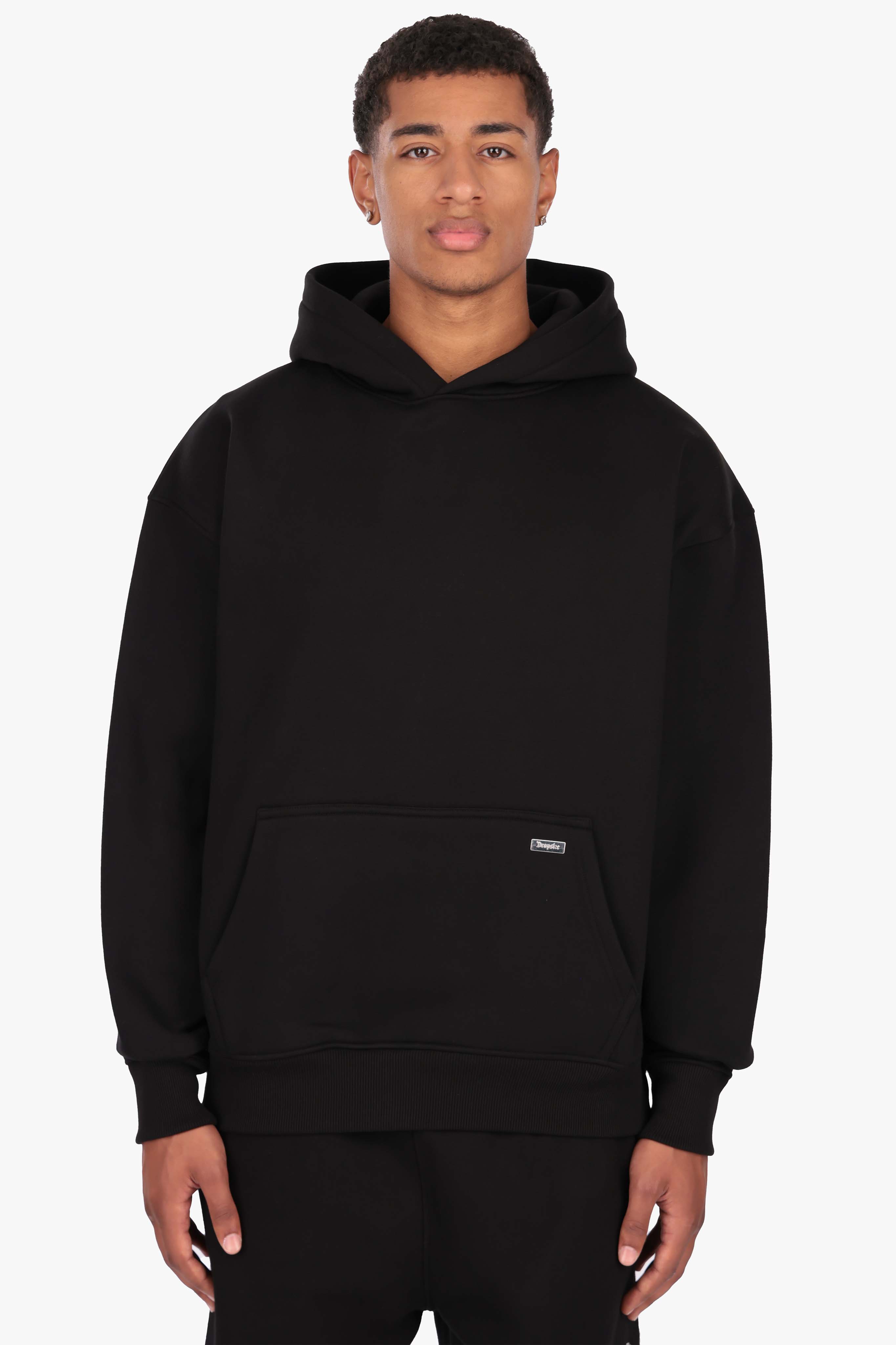 SPLIT FROTTEE EMBO HOODIE BLACK