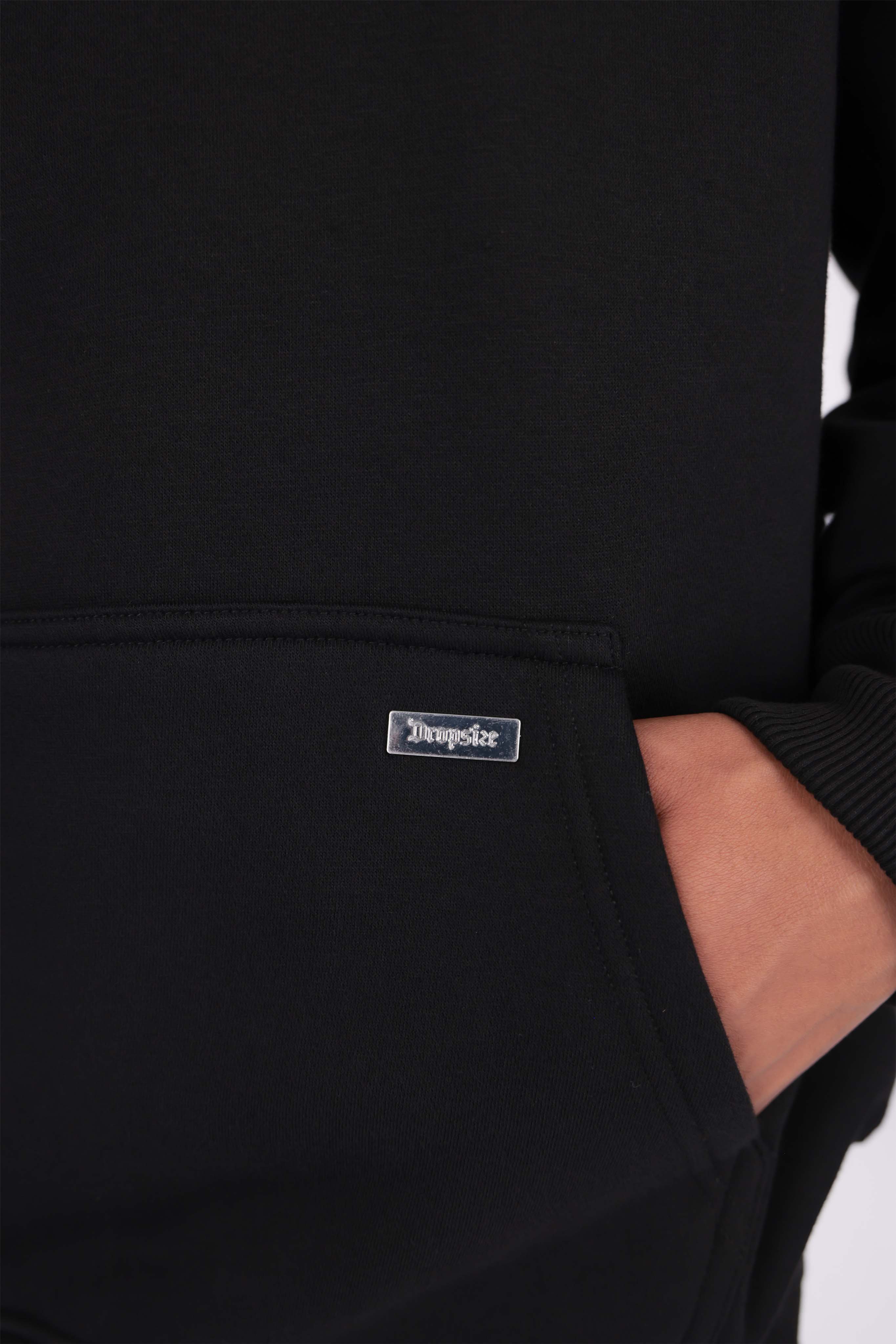 SPLIT FROTTEE EMBO HOODIE BLACK