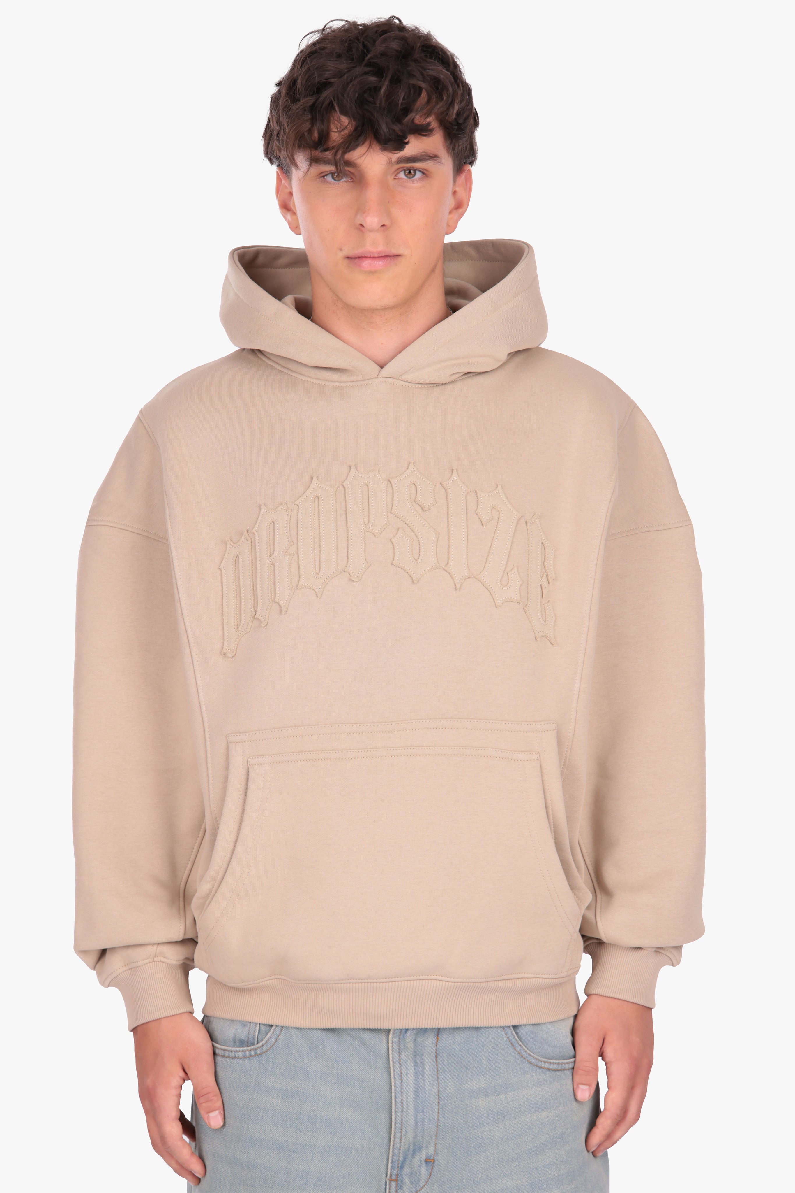 RAW EDGES SEAM HOODIE TAUPE