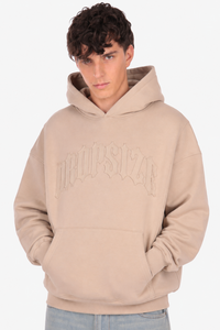 RAW EDGES SEAM HOODIE TAUPE