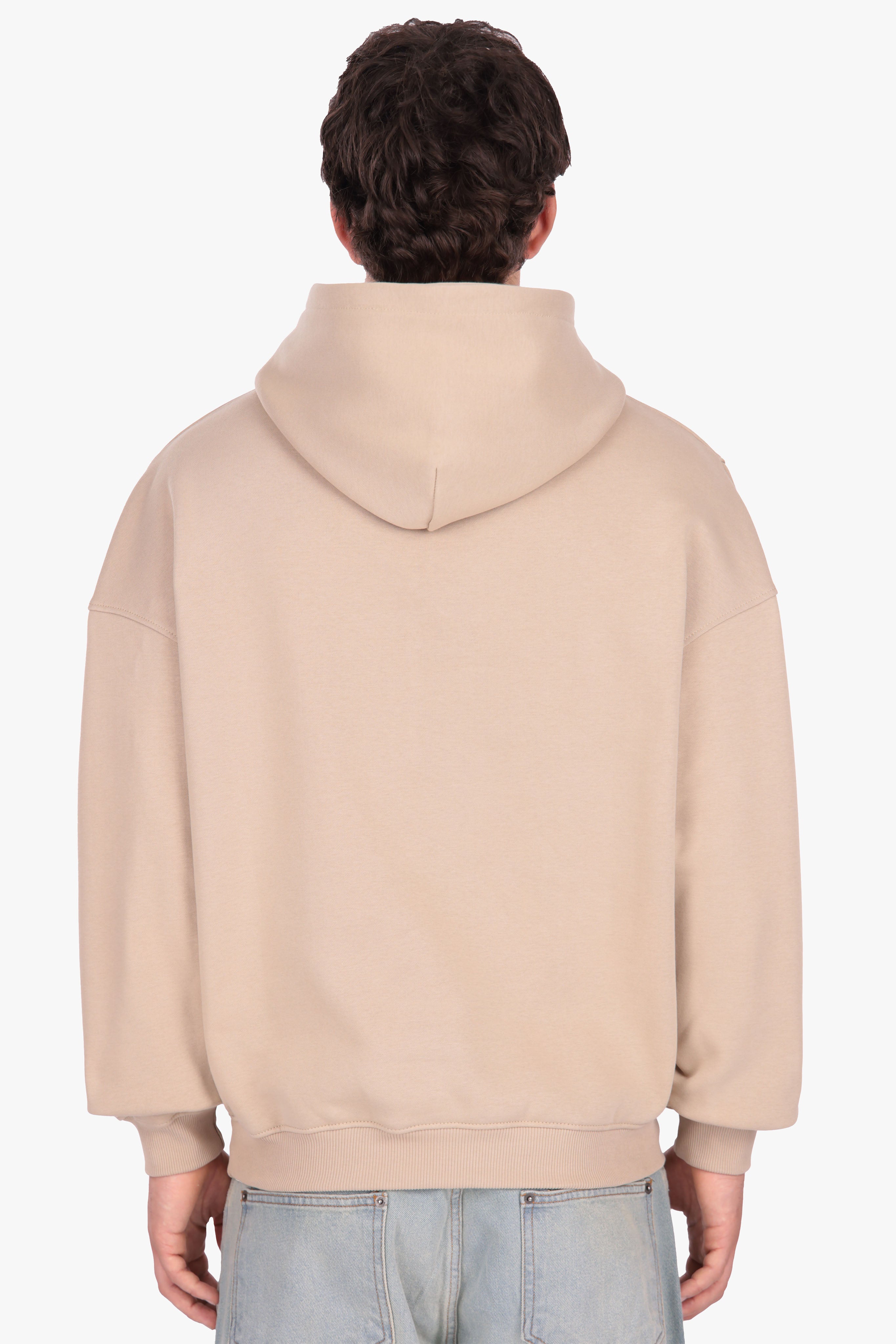 RAW EDGES SEAM HOODIE TAUPE
