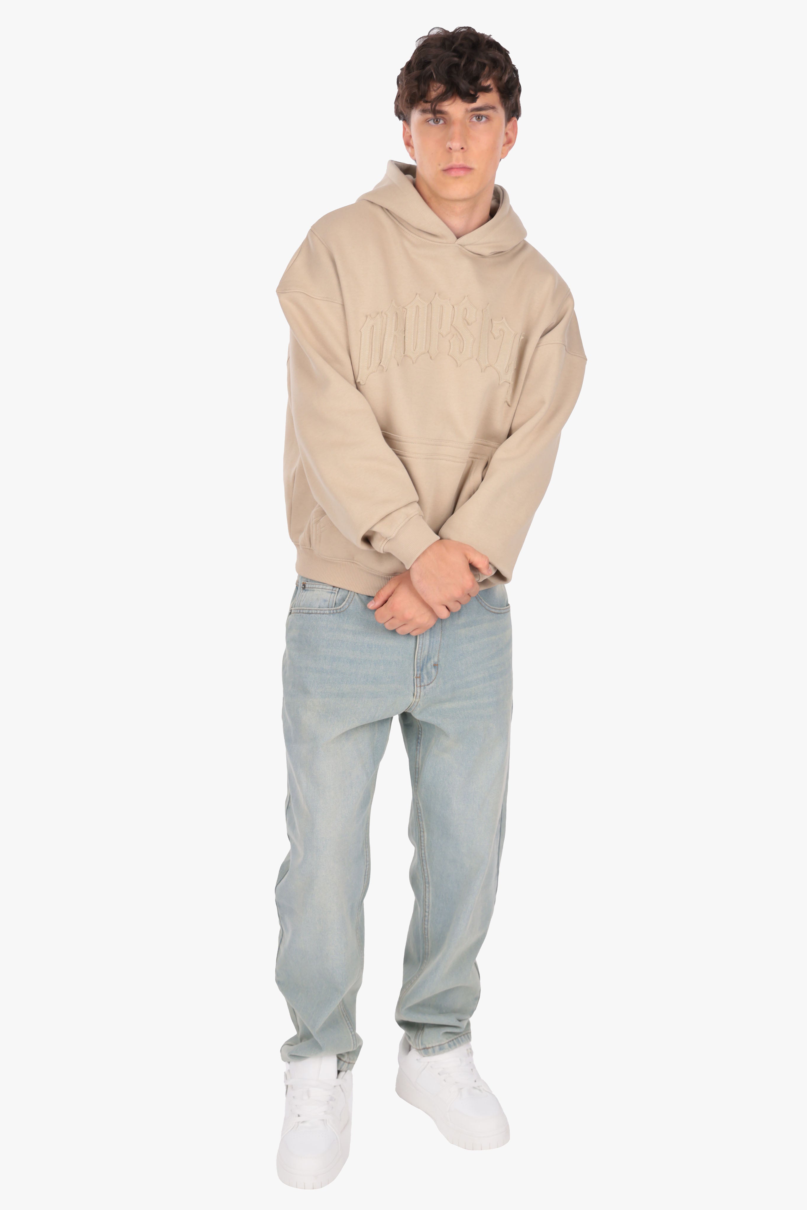 RAW EDGES SEAM HOODIE TAUPE