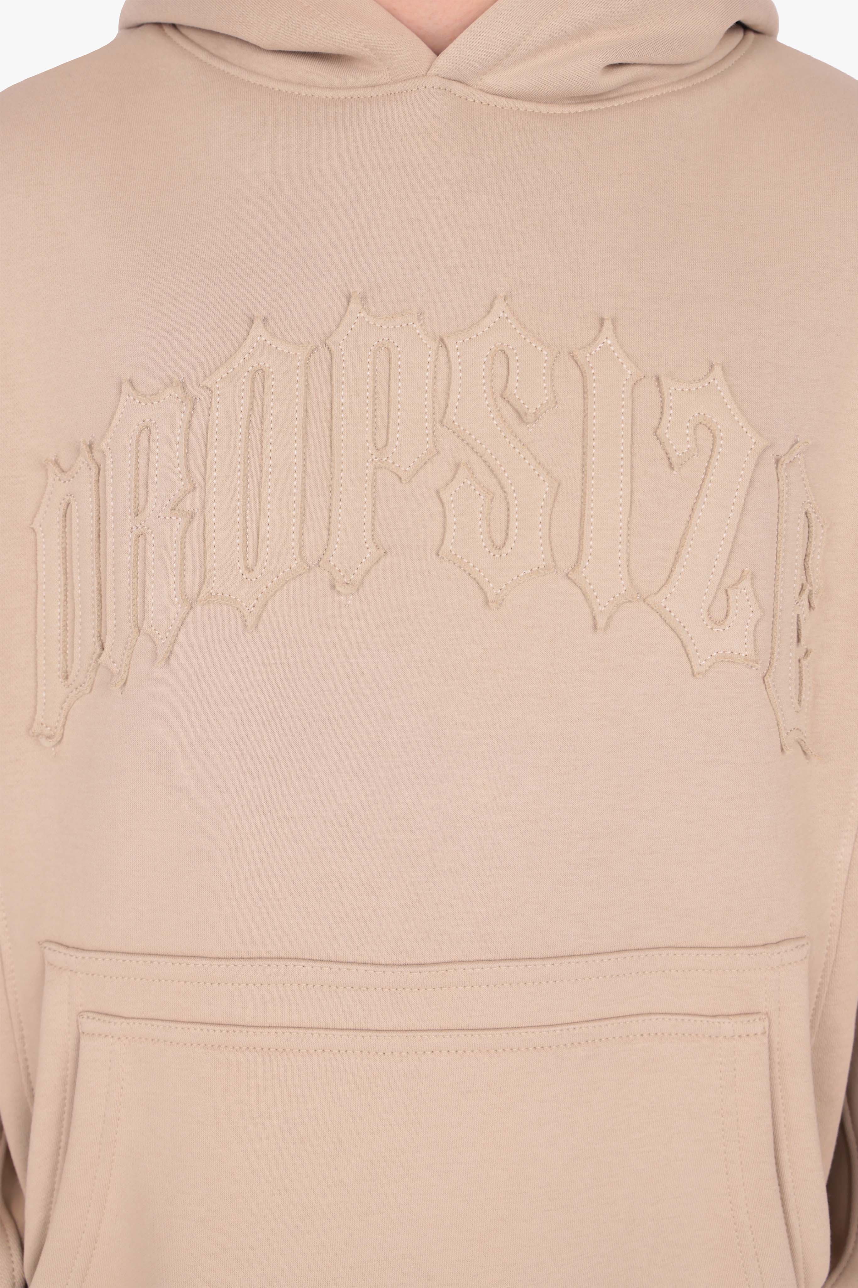 RAW EDGES SEAM HOODIE TAUPE