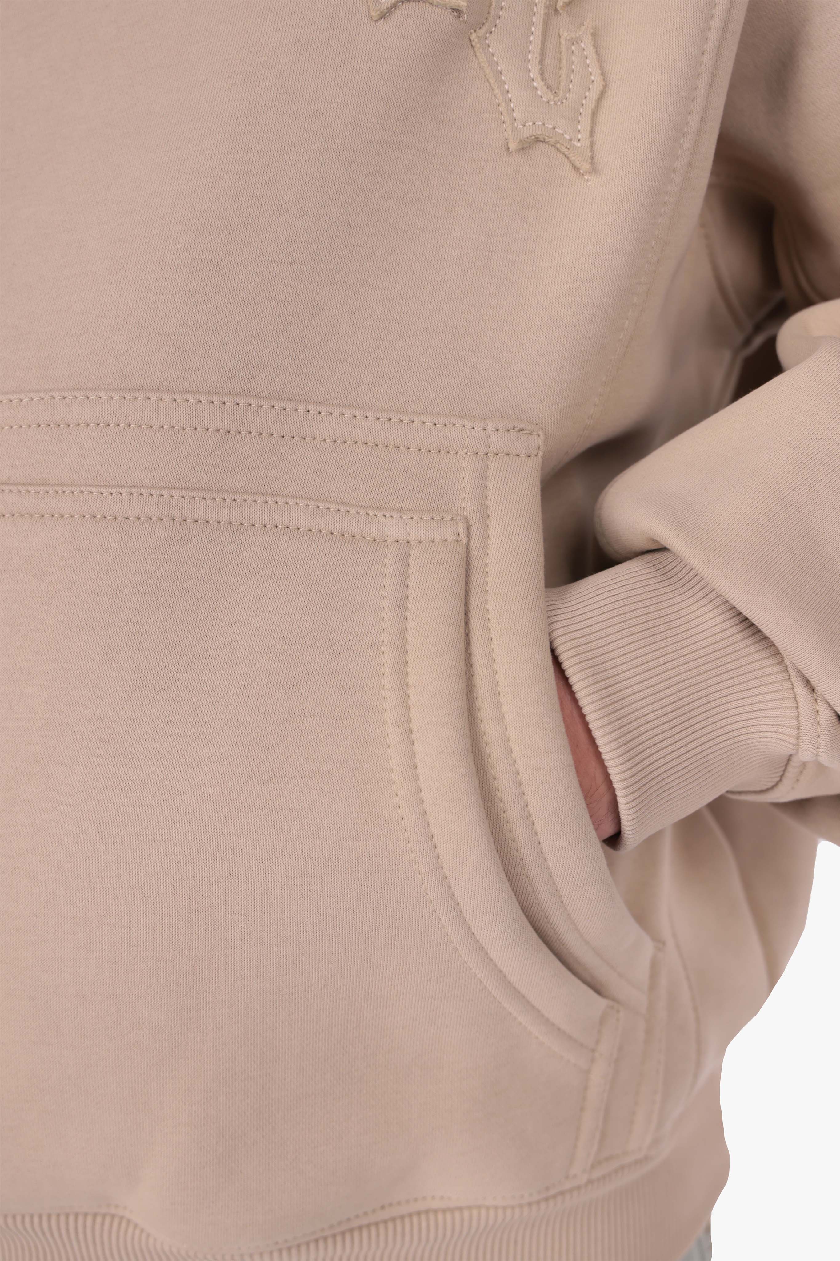 RAW EDGES SEAM HOODIE TAUPE
