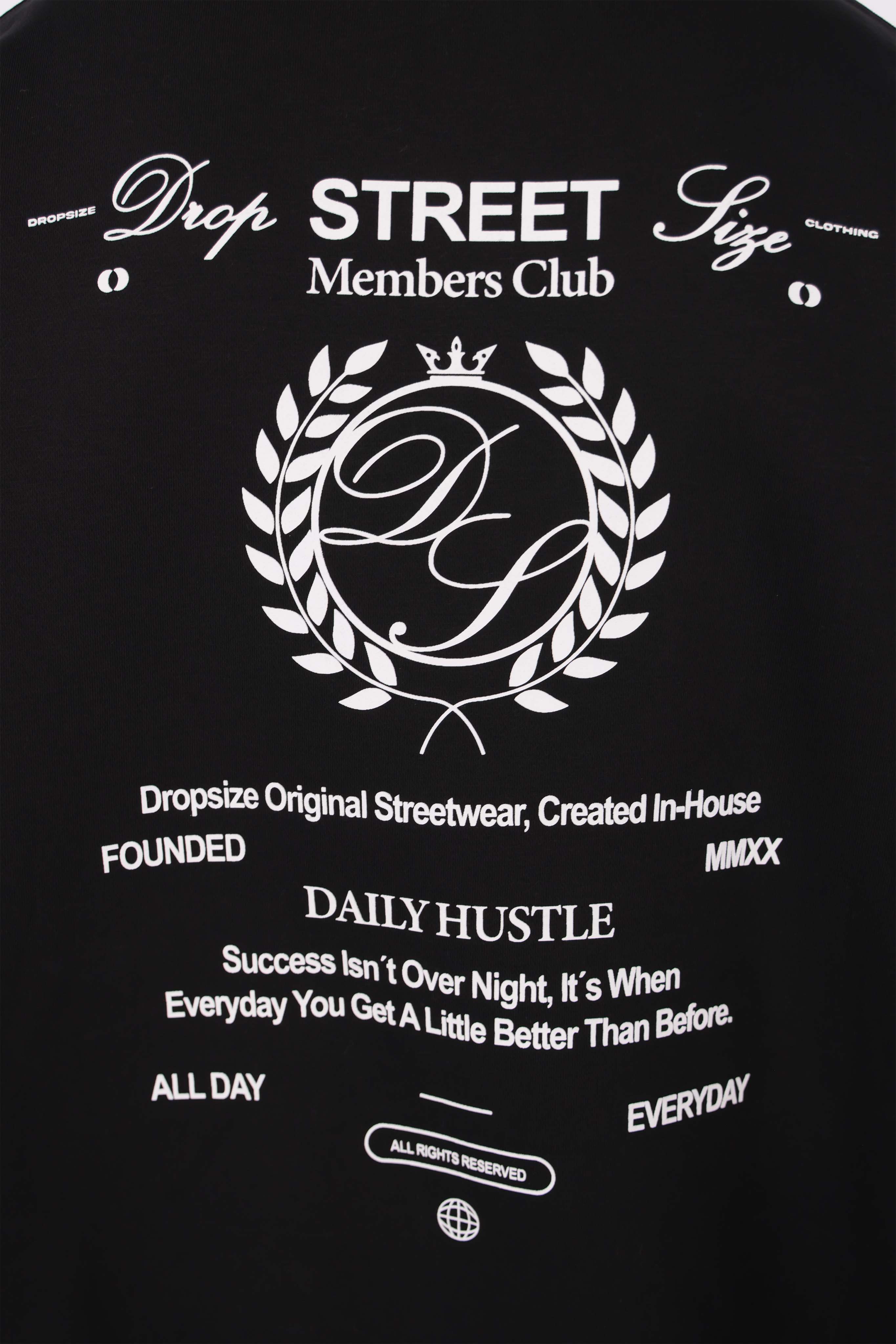 HEAVY OVERSIZE MEMBERS CLUB HOODIE BLACK