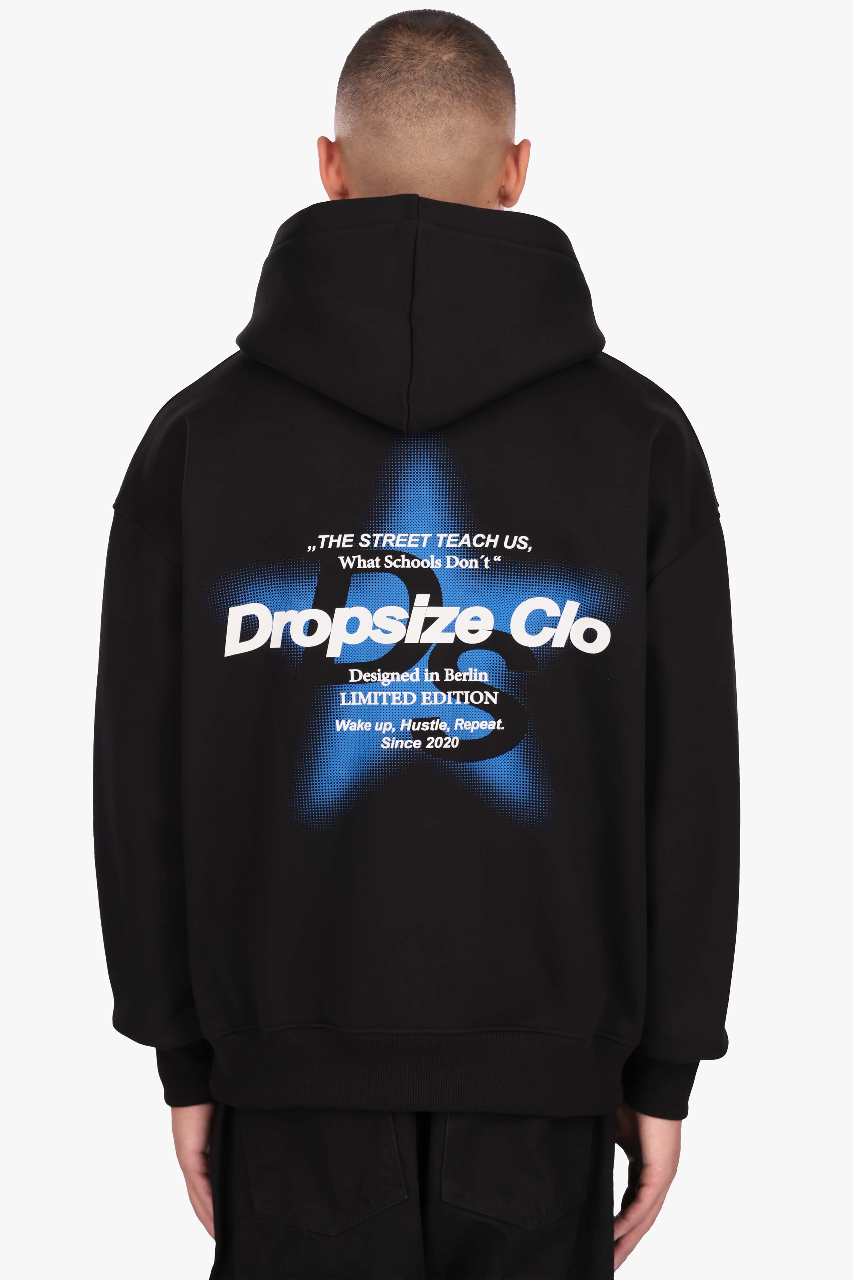 HEAVY OVERSIZE HALFTONE STAR HOODIE BLACK