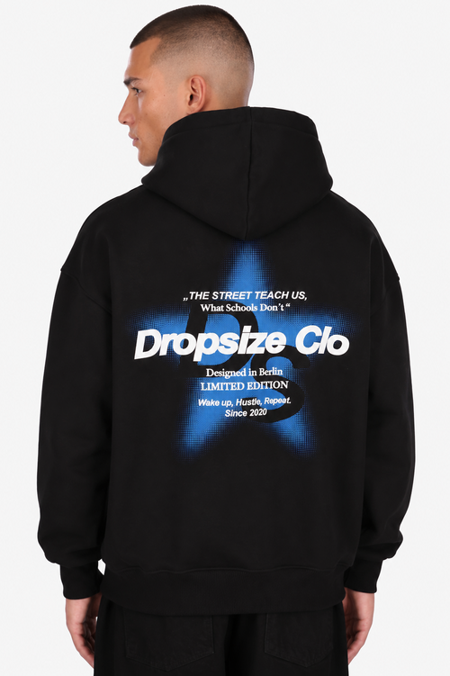 HEAVY OVERSIZE HALFTONE STAR HOODIE BLACK