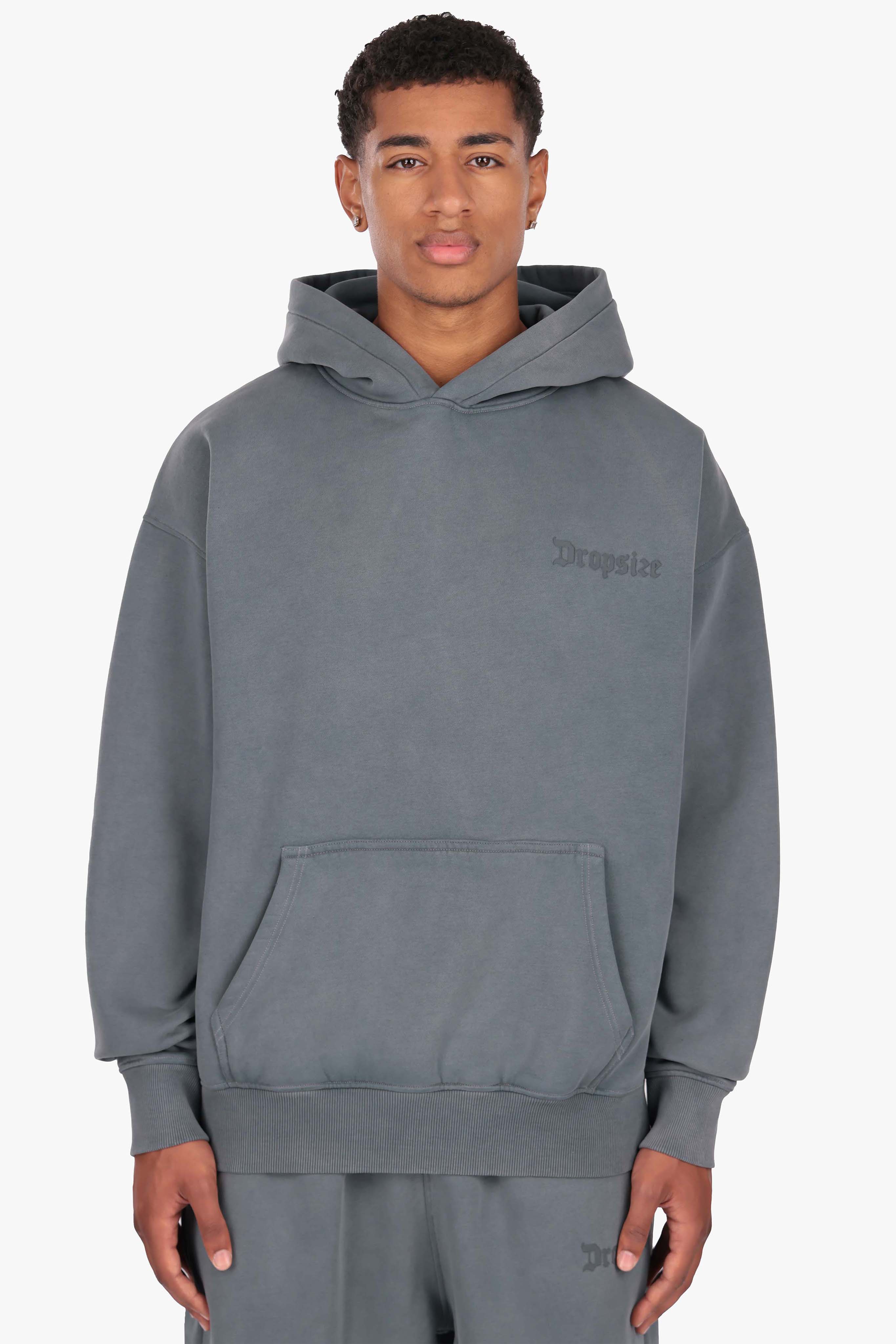 HEAVY OVERSIZE HD LOGO HOODIE WASHED GREY
