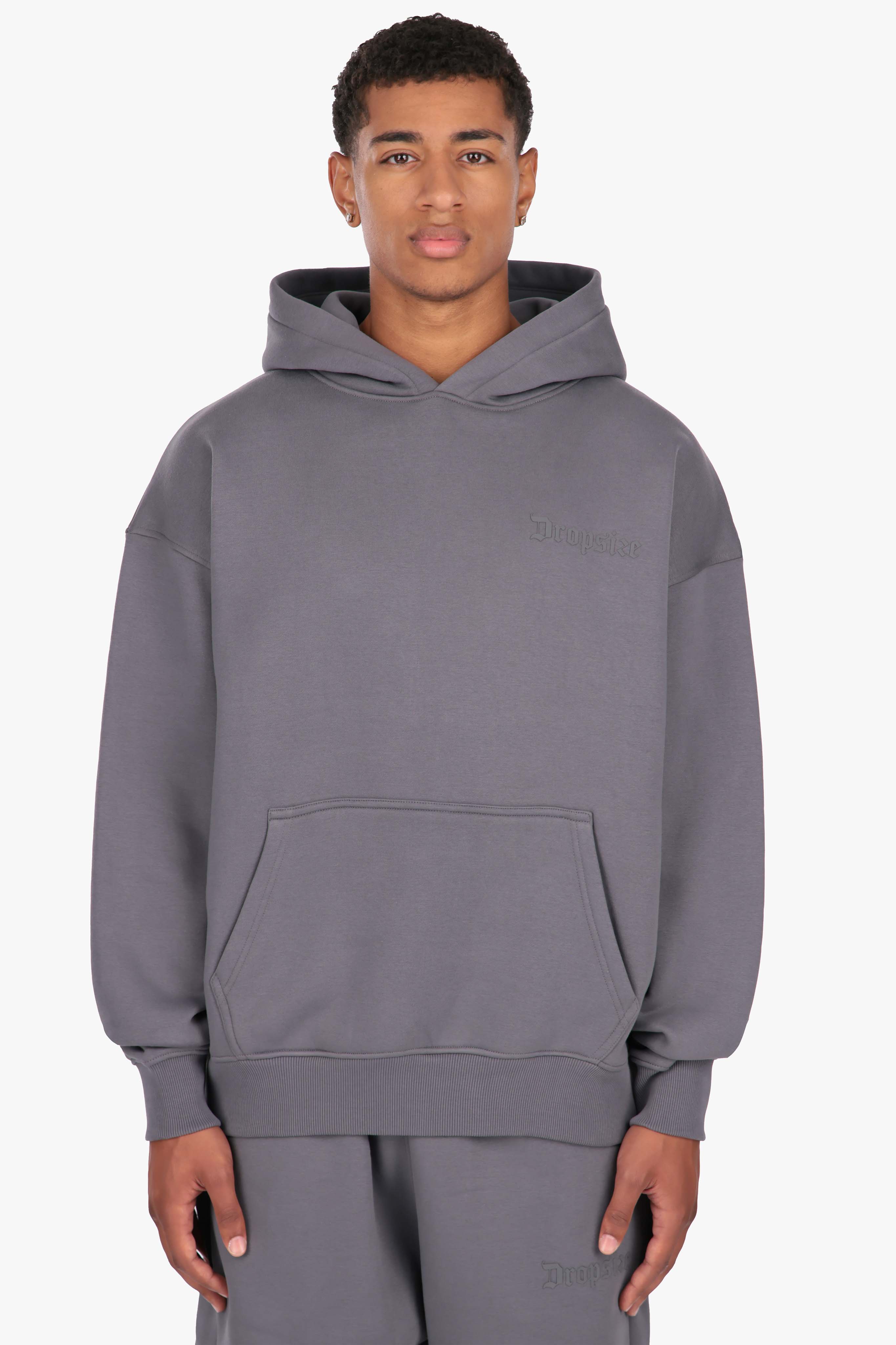 HEAVY OVERSIZE HD LOGO HOODIE  STEEL GREY