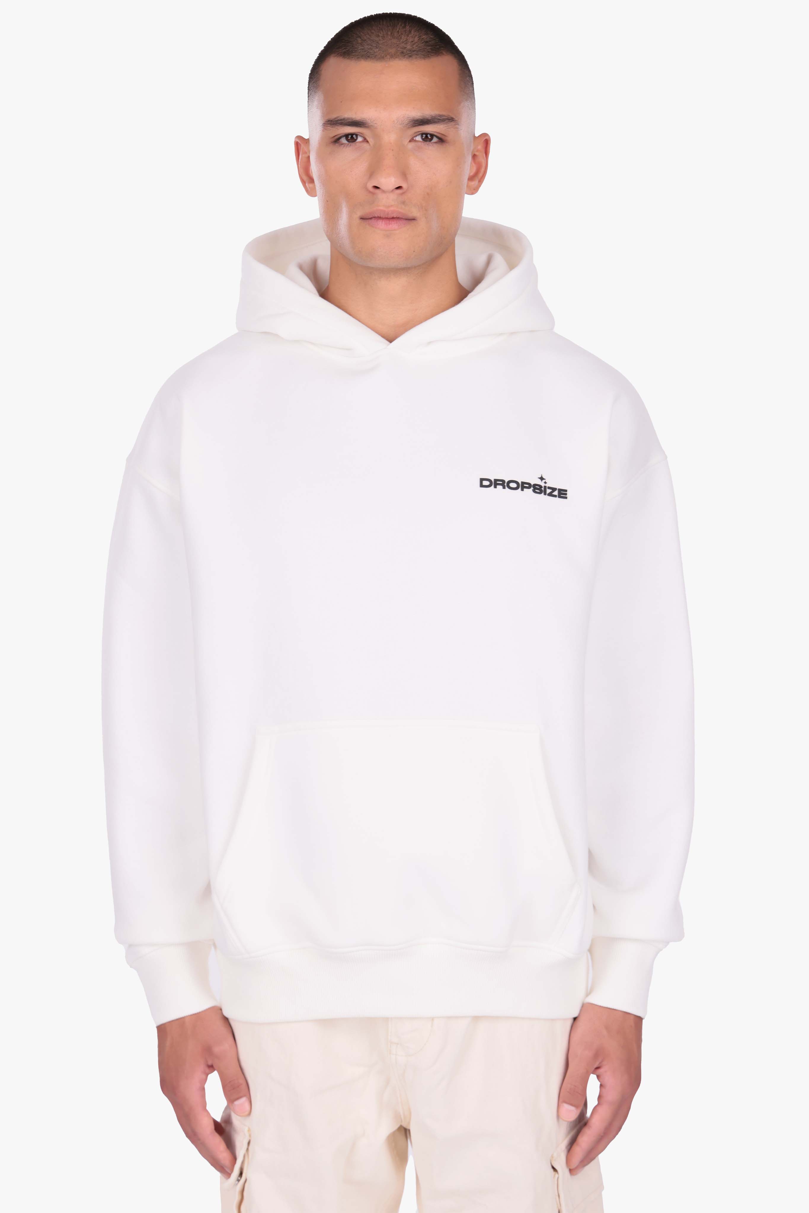DROPSIZE RISE UP HOODIE CREAM WHITE