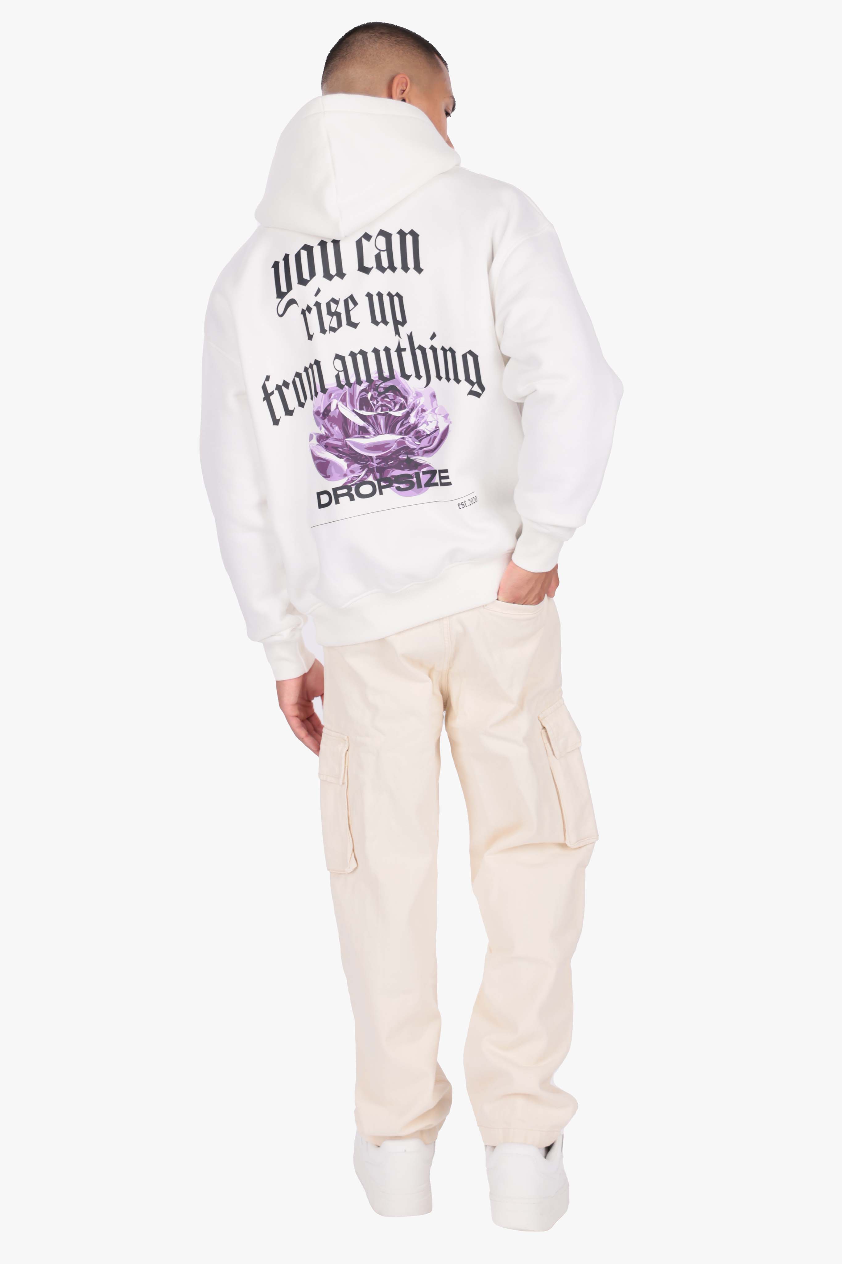 DROPSIZE RISE UP HOODIE CREAM WHITE