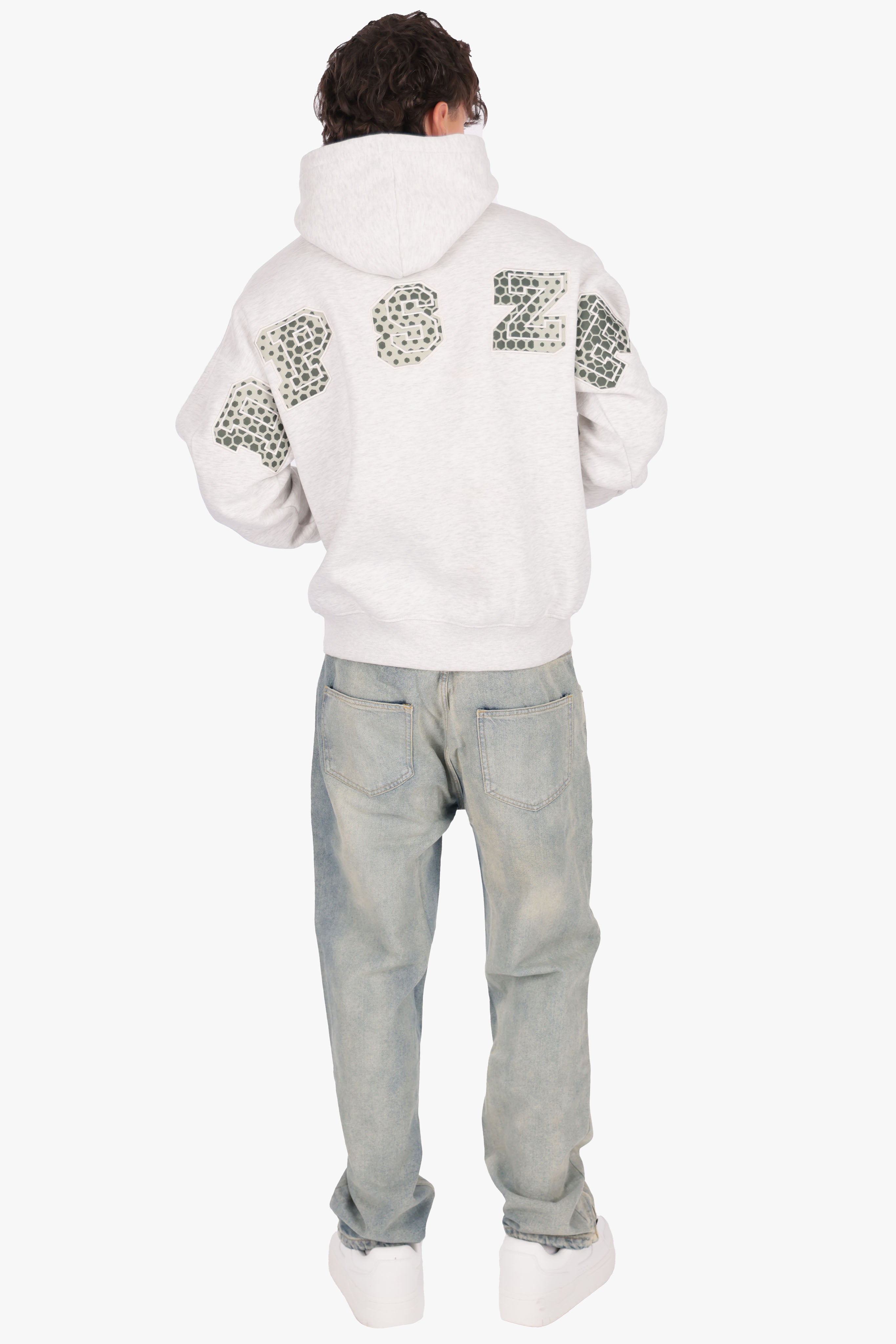 CAMO PATCH HOODIE GREY MELANGE