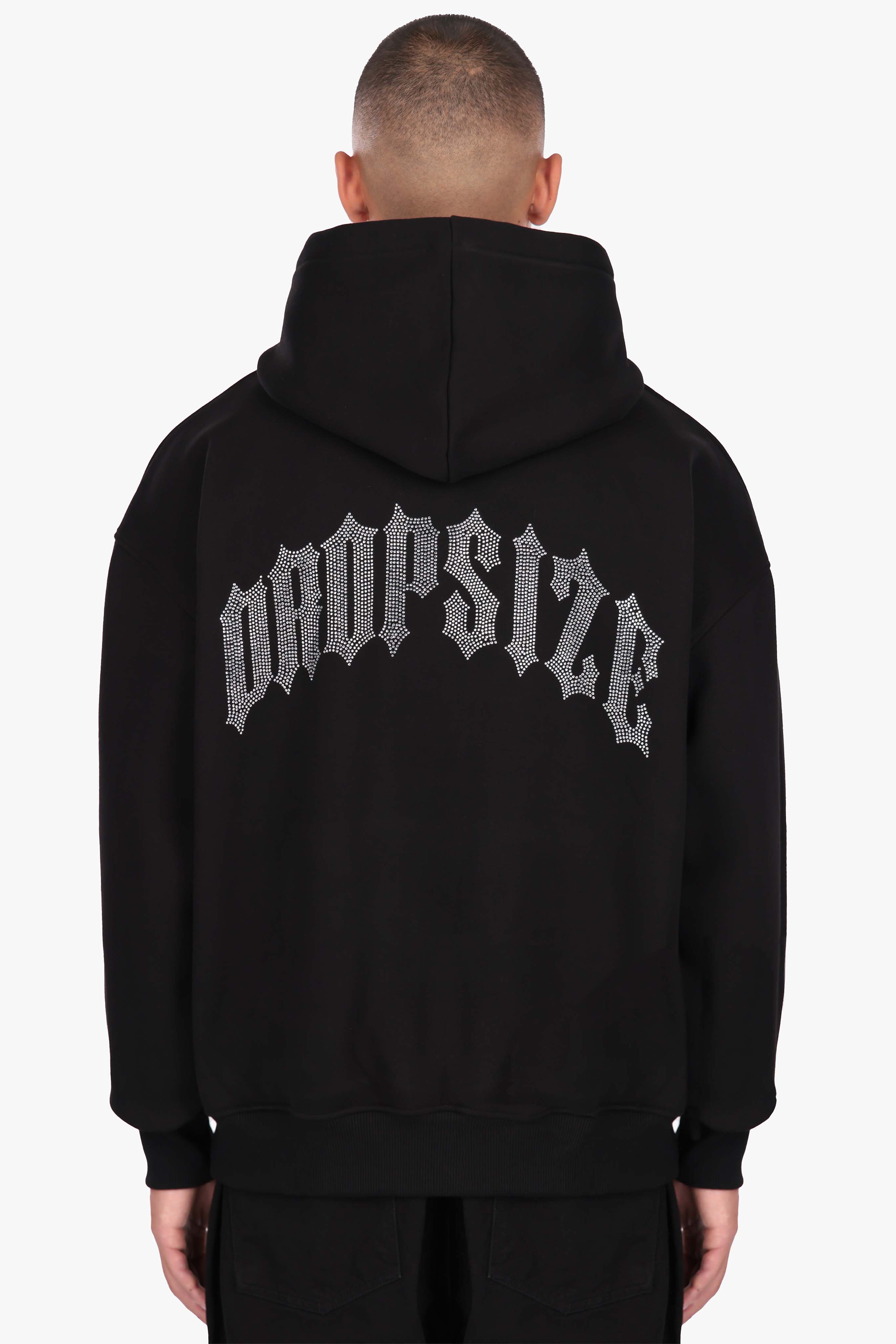 HEAVY OVERSIZE RHINESTONE HOODIE BLACK