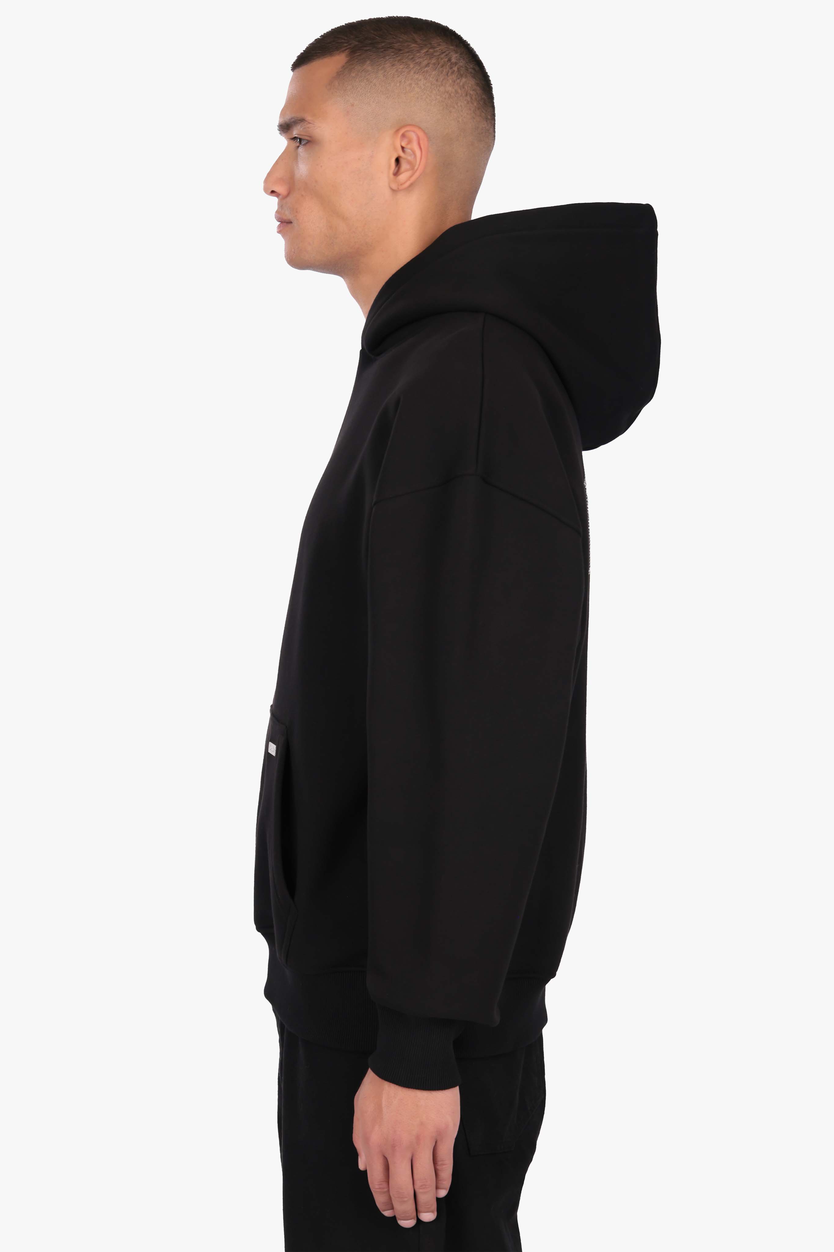HEAVY OVERSIZE RHINESTONE HOODIE BLACK