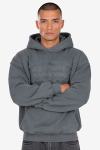 FRENCH TERRY APPLICATION HOODIE ACID GREY