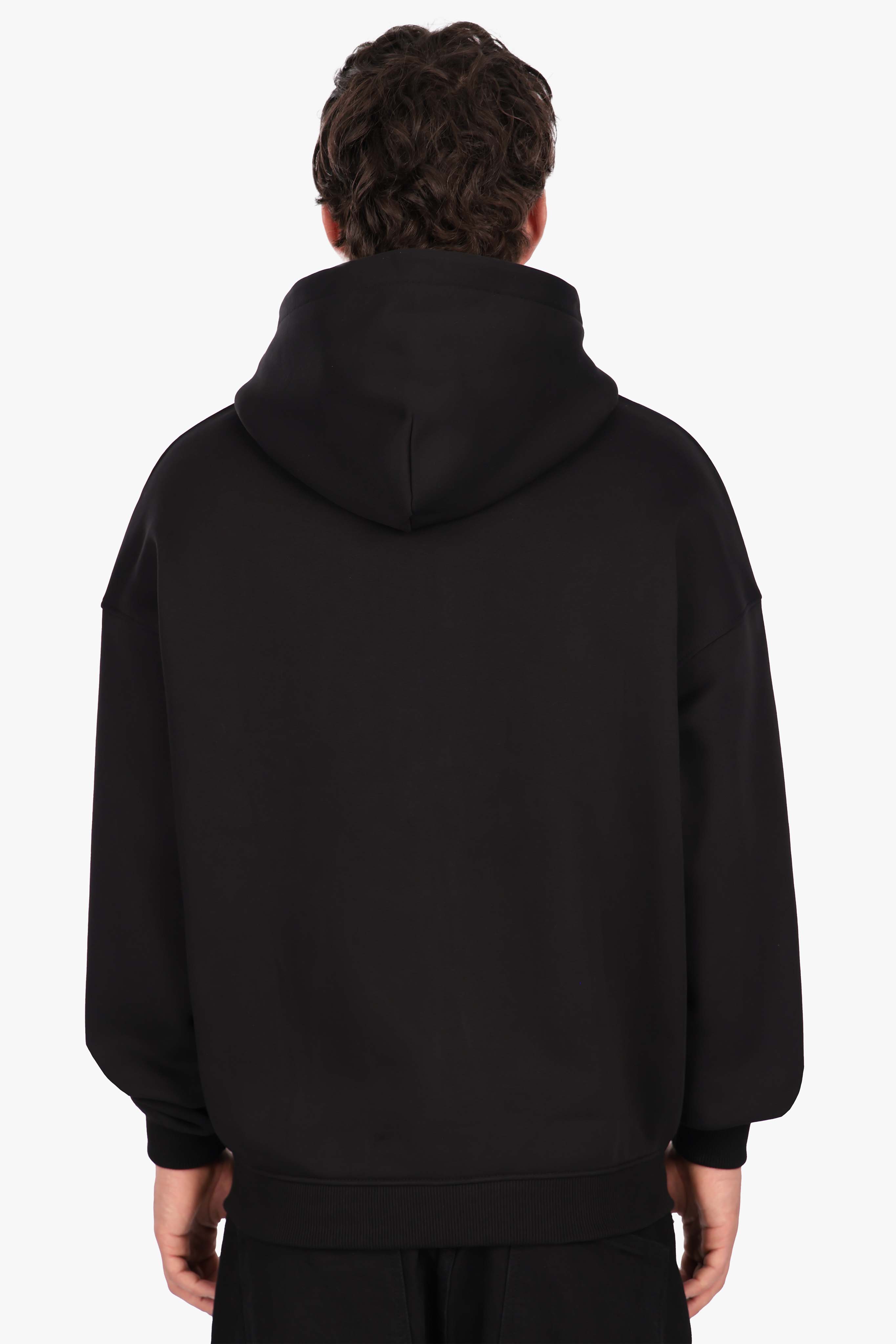 SHINY APPLICATION ZIP HOODIE WASHED BLACK