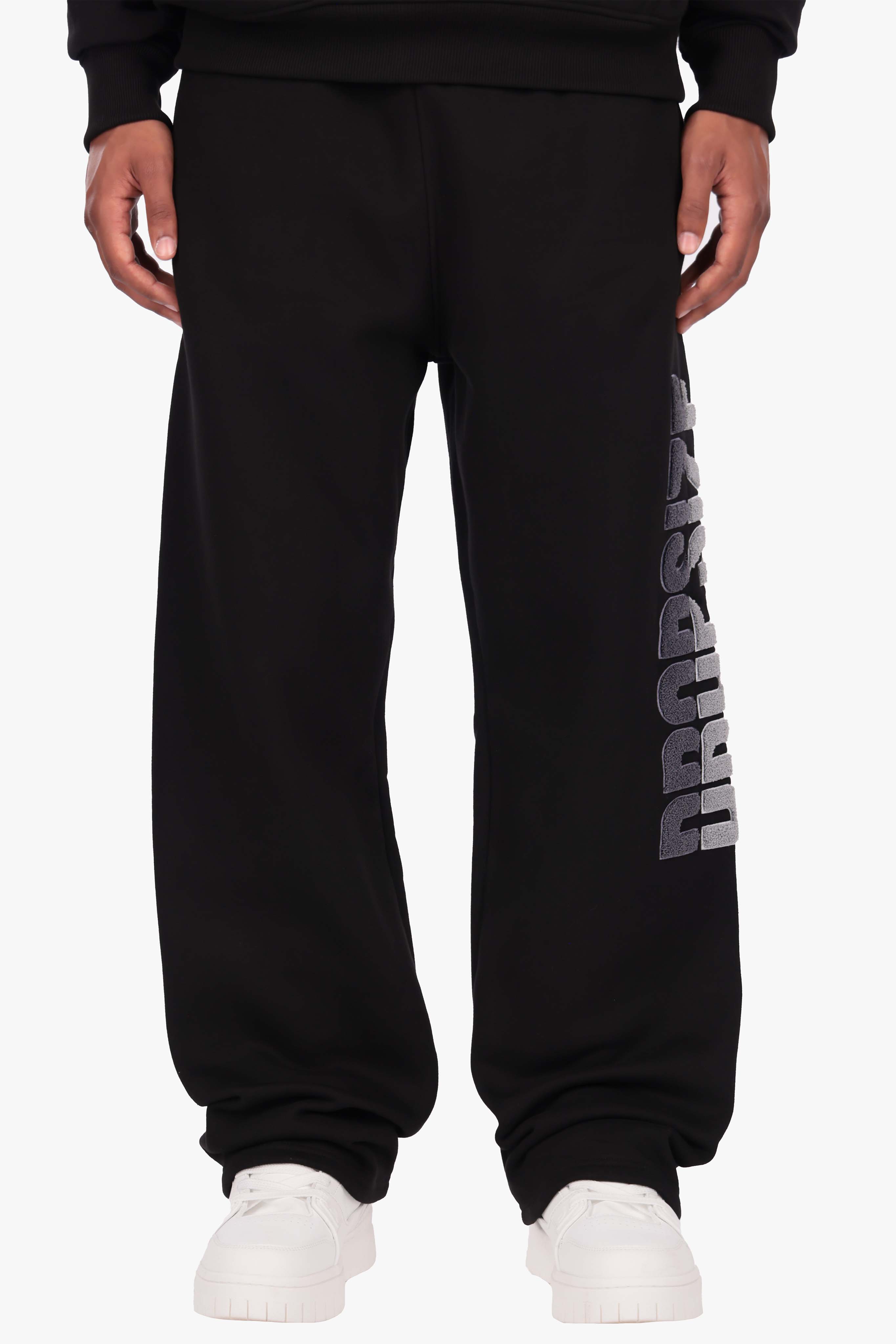 SPLIT FROTTEE EMBO SWEATPANTS BLACK