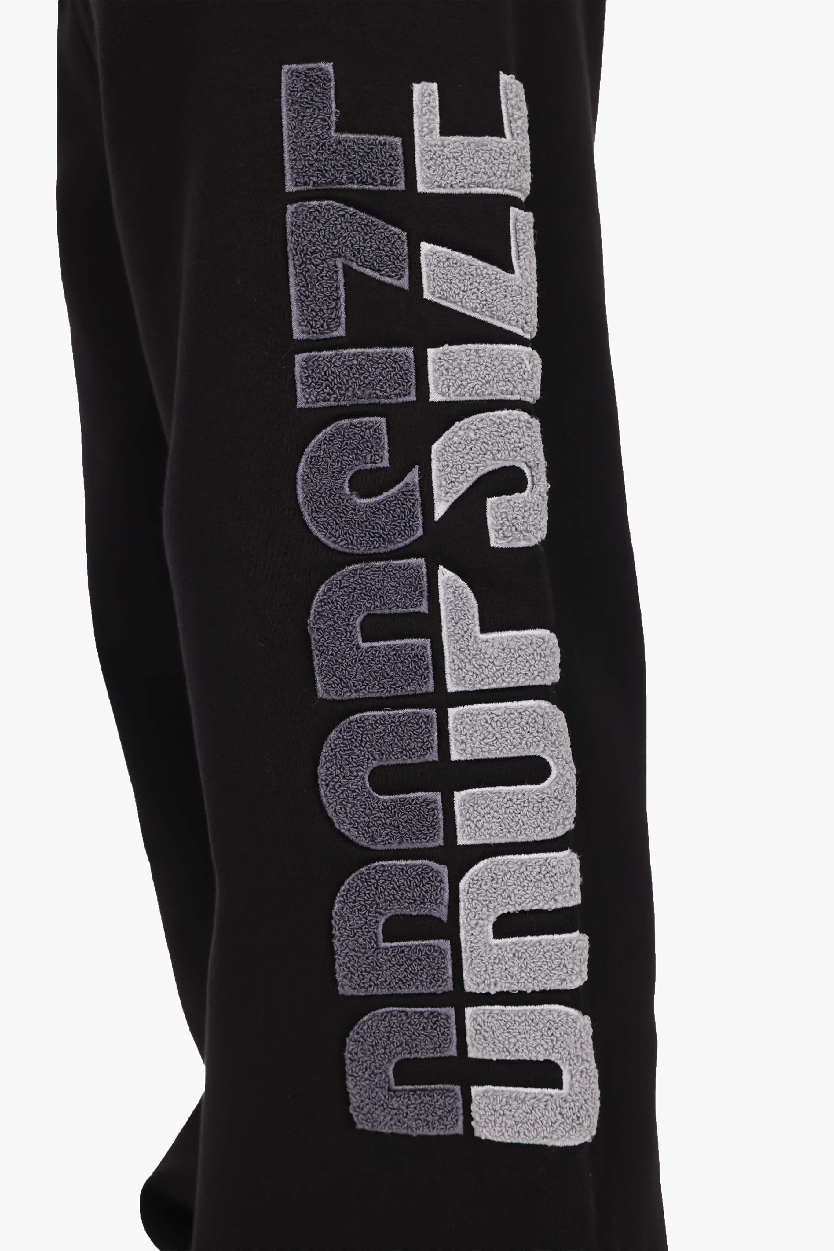SPLIT FROTTEE EMBO SWEATPANTS BLACK