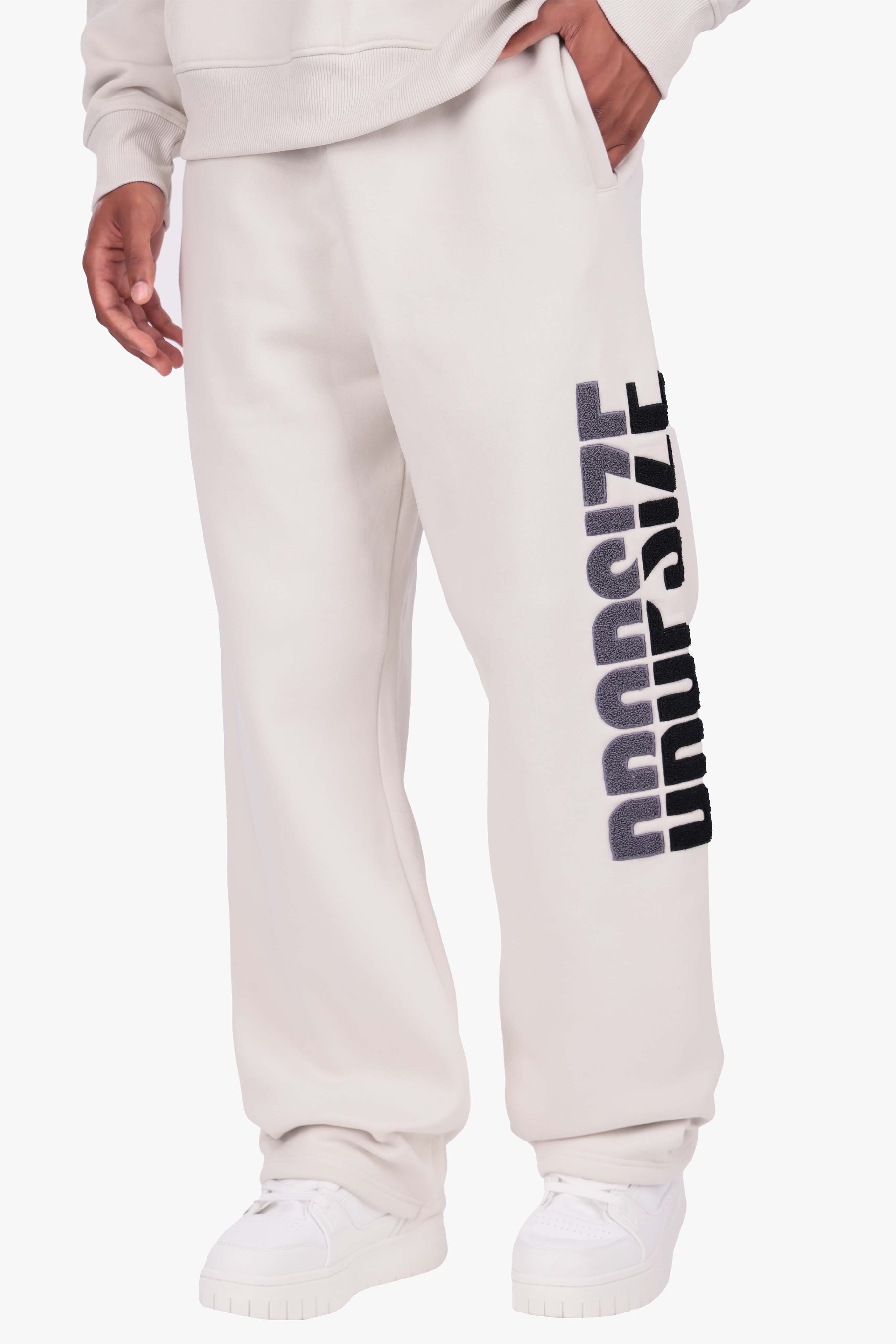 SPLIT FROTTEE EMBO SWEATPANTS CLEAR GREY