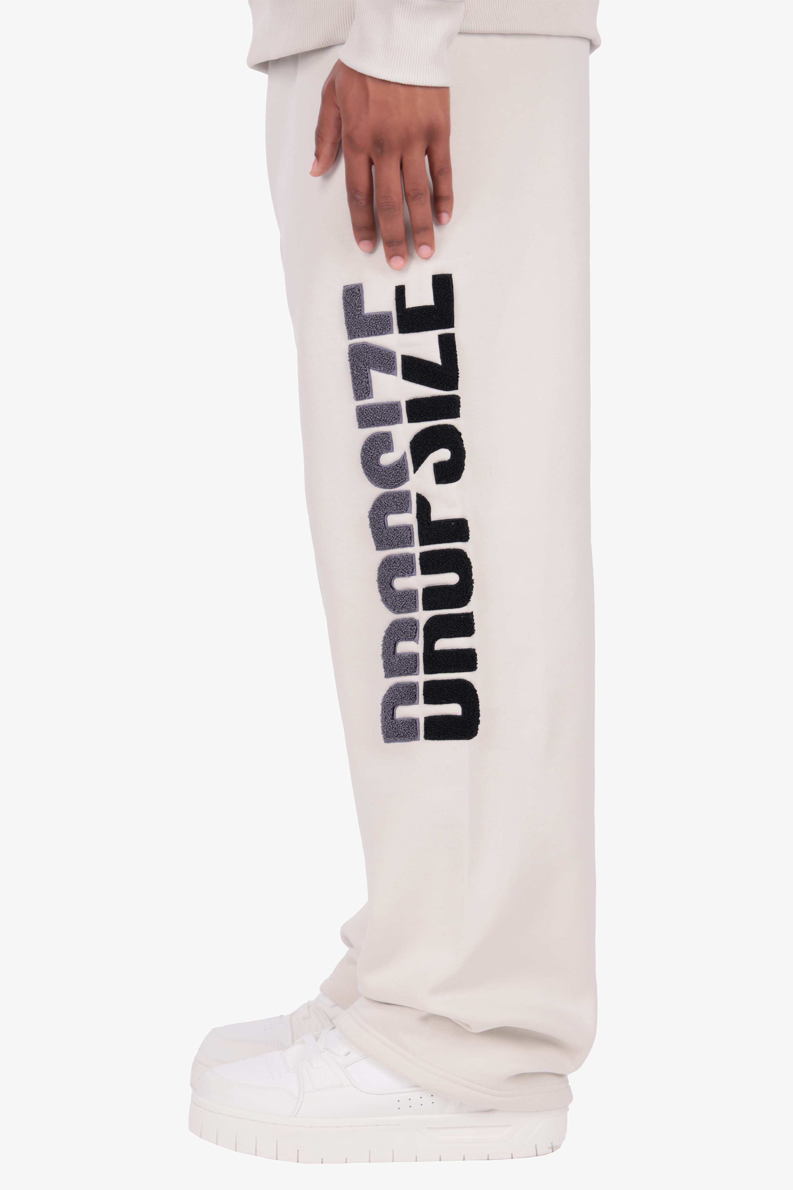 SPLIT FROTTEE EMBO SWEATPANTS CLEAR GREY