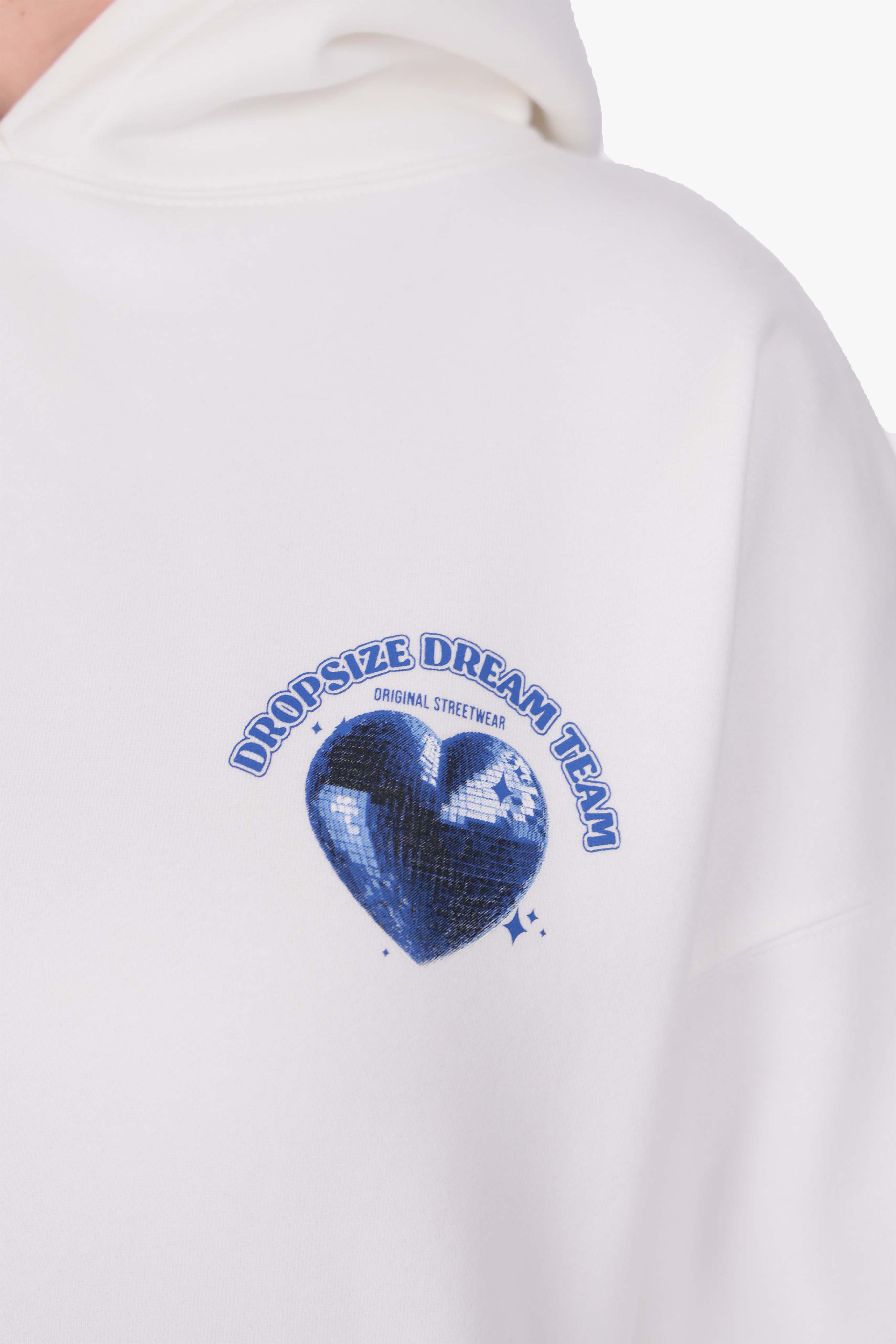 WOMENS HEART EMBO HOODIE CREAM WHITE